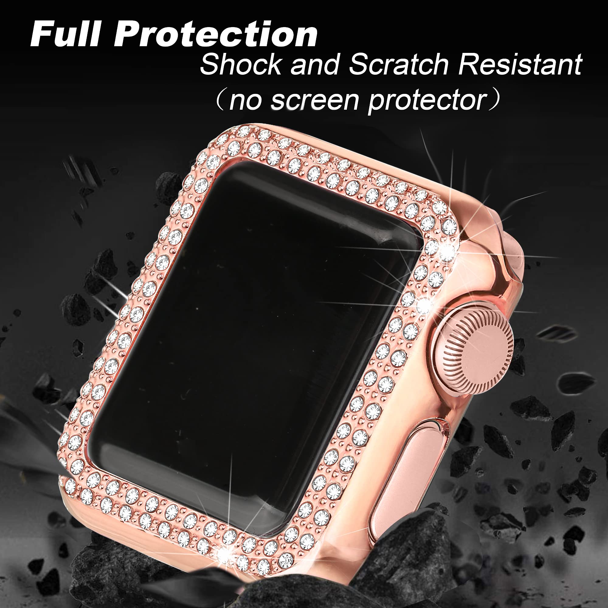 Secbolt Bling Case Compatible With Apple Watch Series 8 Series 7 45Mm, Full Cover Bumper Screen Protector For Iwatch 8/7 (Copper