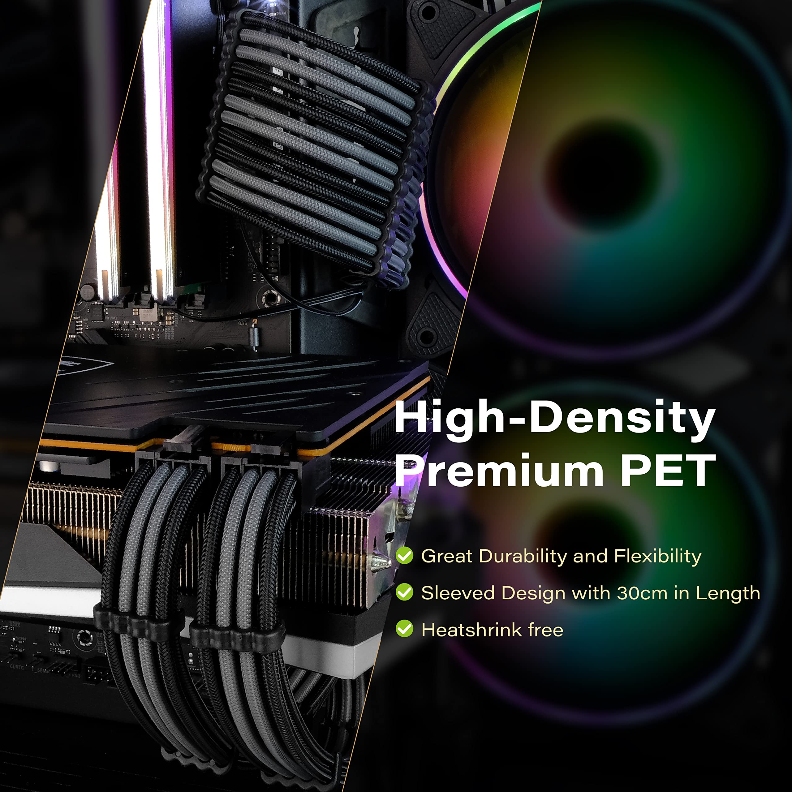 Ezdiy Fab Psu Extension Cable Sleeved Custom Mod Pc Power Supply Cable, Soft Nylon Braided With Comb Kit 24Pin/8Pin To 6+2Pin/ 8