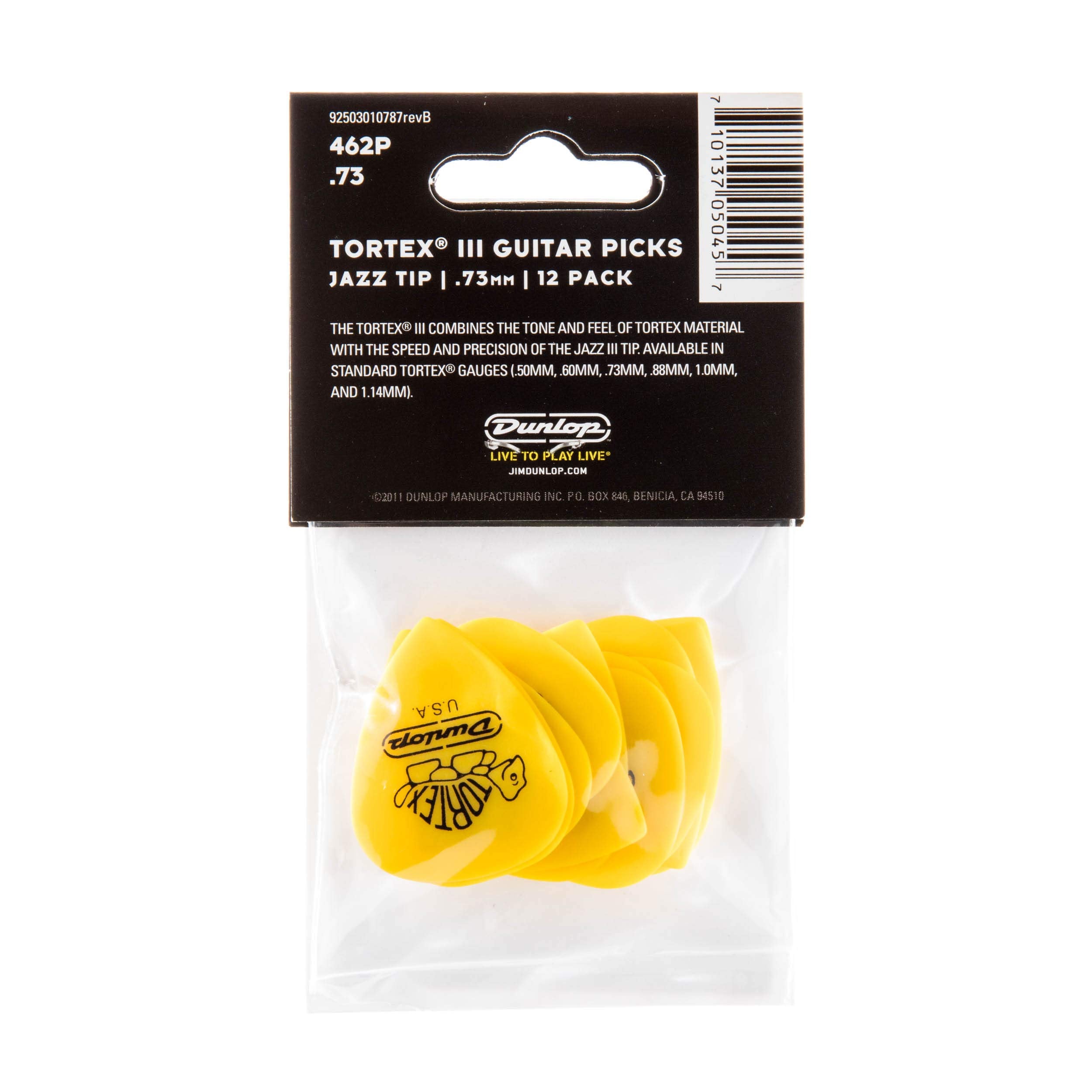 Jim Dunlop Tortex Tiii .73Mm Yellow Guitar Picks - 12 Pack