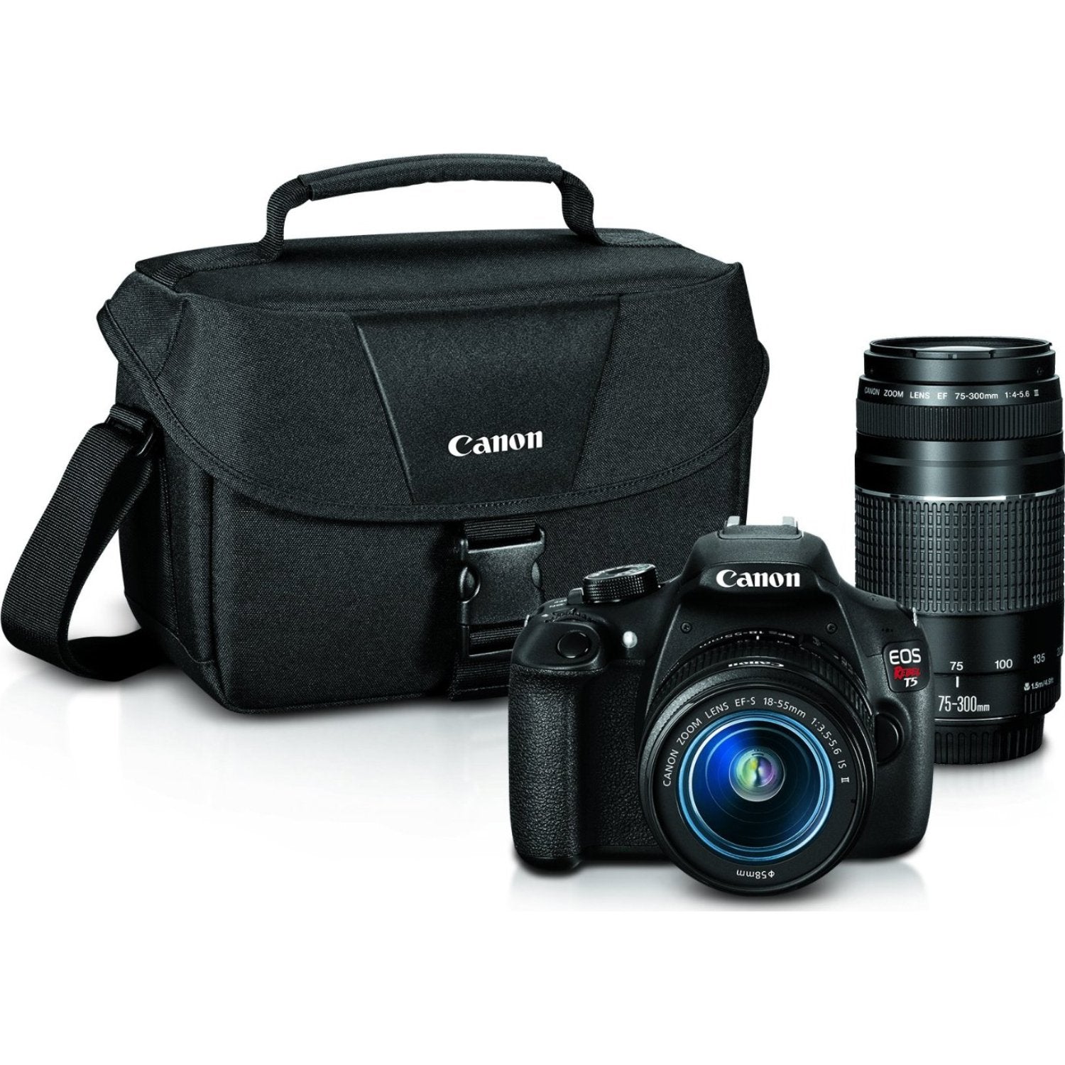 T5 Inmotion Bundle Canon EOS Rebel T5 Digital SLR Camera Bundle with 18-55mm & 75-300mm L ...