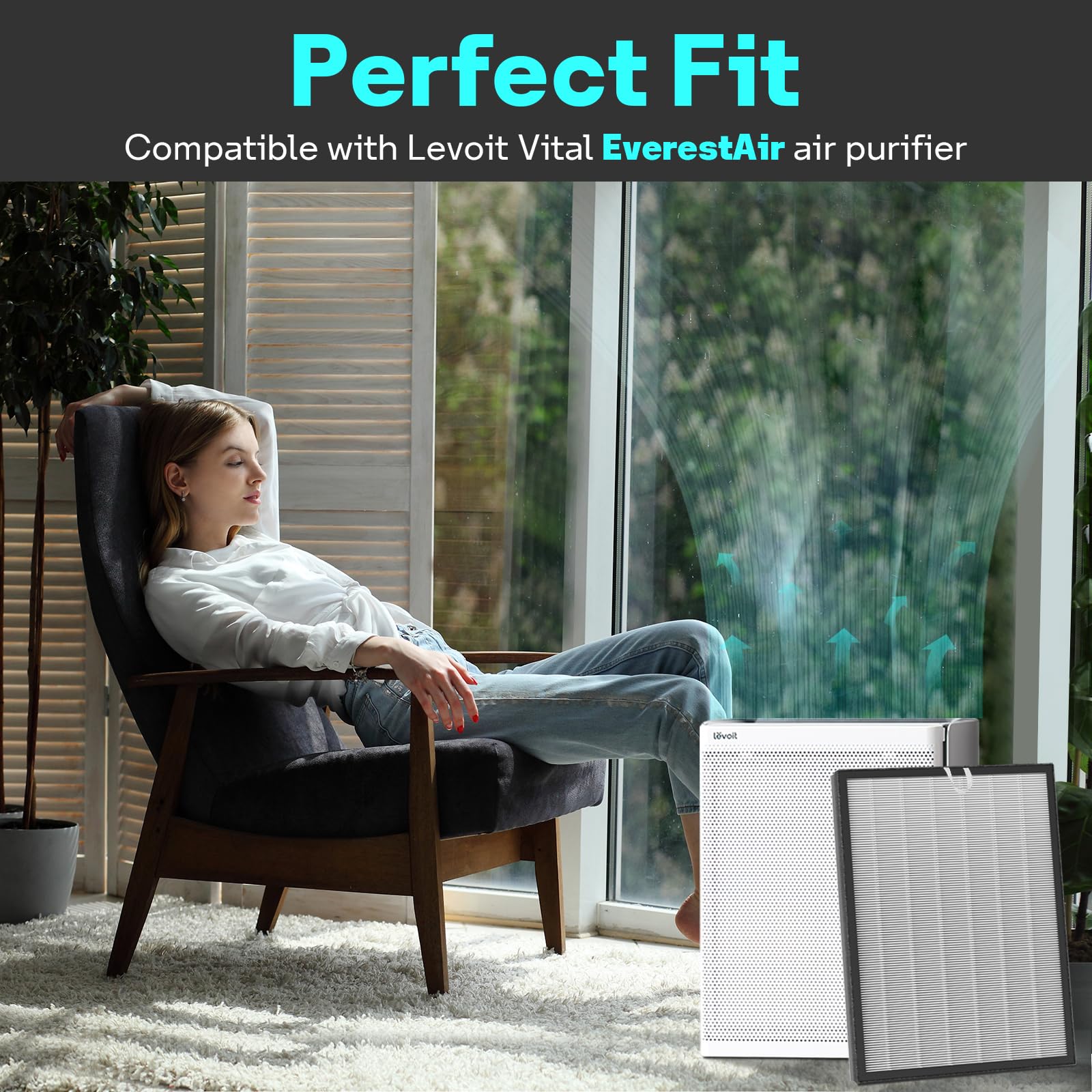 Everestair Replacement Filter For Levoit Everestair/Everestair P Air Puri Fier, True Hepa, High Efficiency Granules Activated Ca