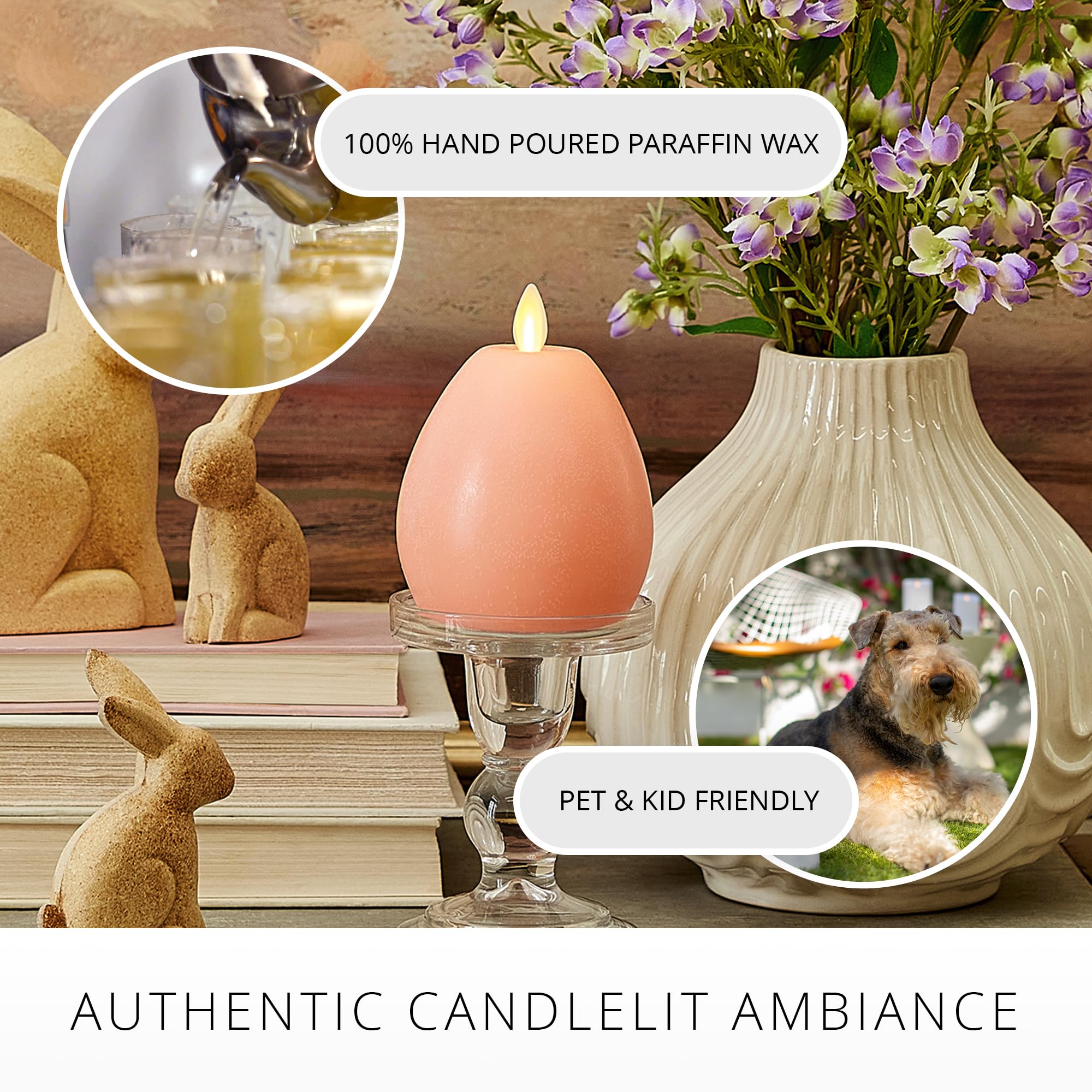 Luminara   Flameless Holiday Crystal Beads Glitter Sphere Candle   Chalky Mellow Peach   Pack Of 1 4X4.25   Auto Timer Built In