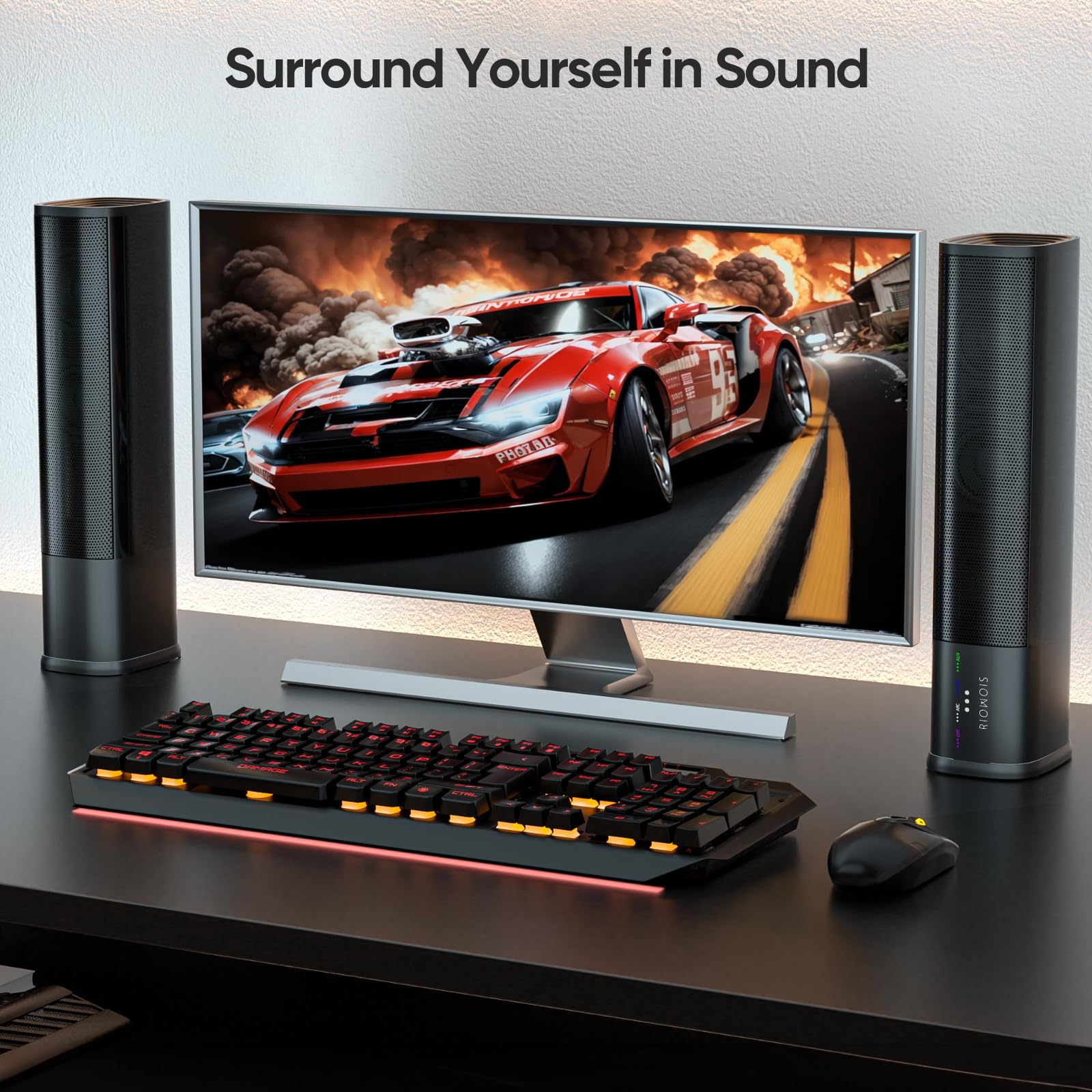 Riowois Sound Bar For Smart Tv, 2 In 1 Detachable Home Audio Soundbar Speaker,20    Sound Bar For Tv With Optical/Aux/Hdmi Arc/B