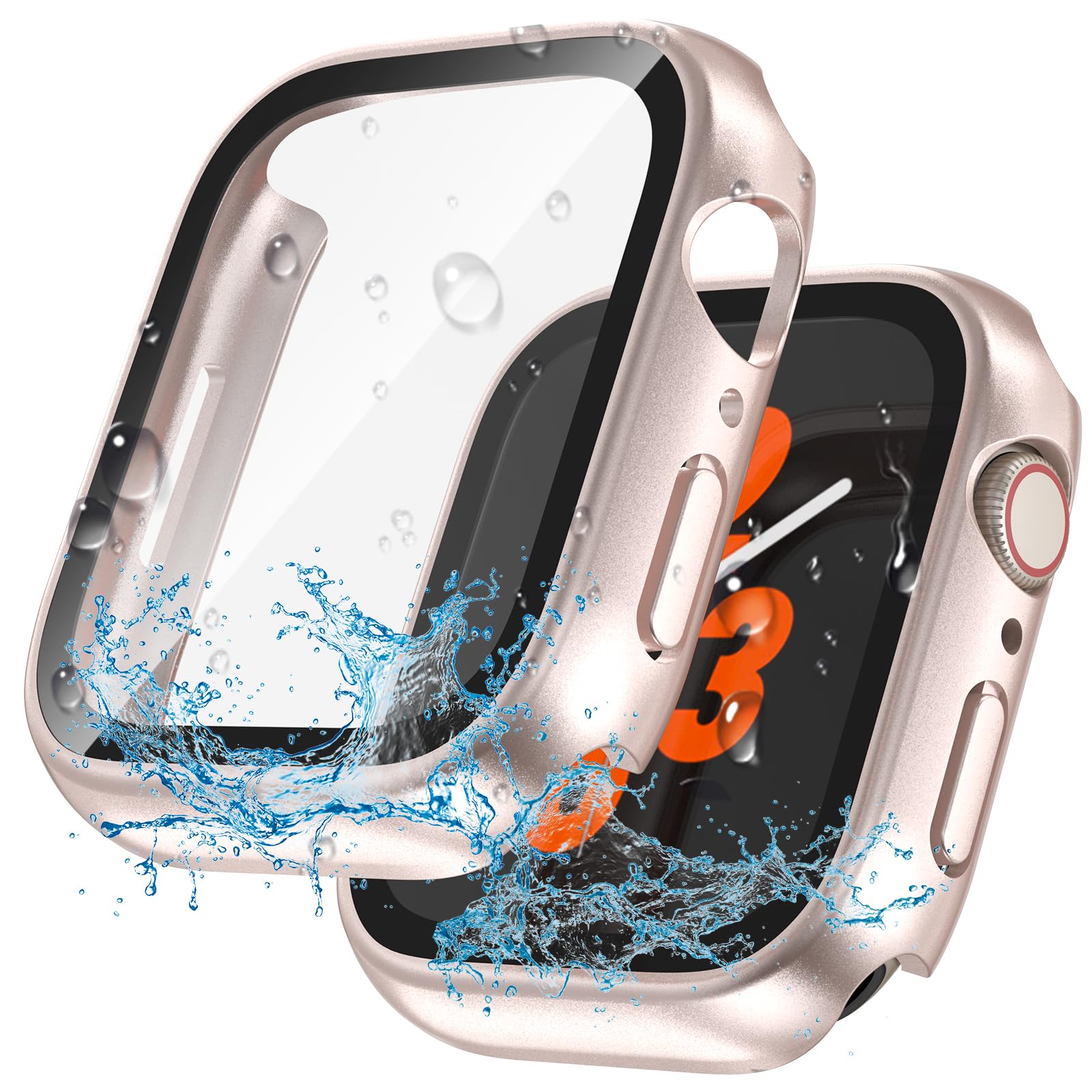 YIJDACASE 2 in 1 Waterproof Case for Apple Watch Screen Protector 41mm Series 7 8 9 Accessories with Tempered Glass Film Face Pr
