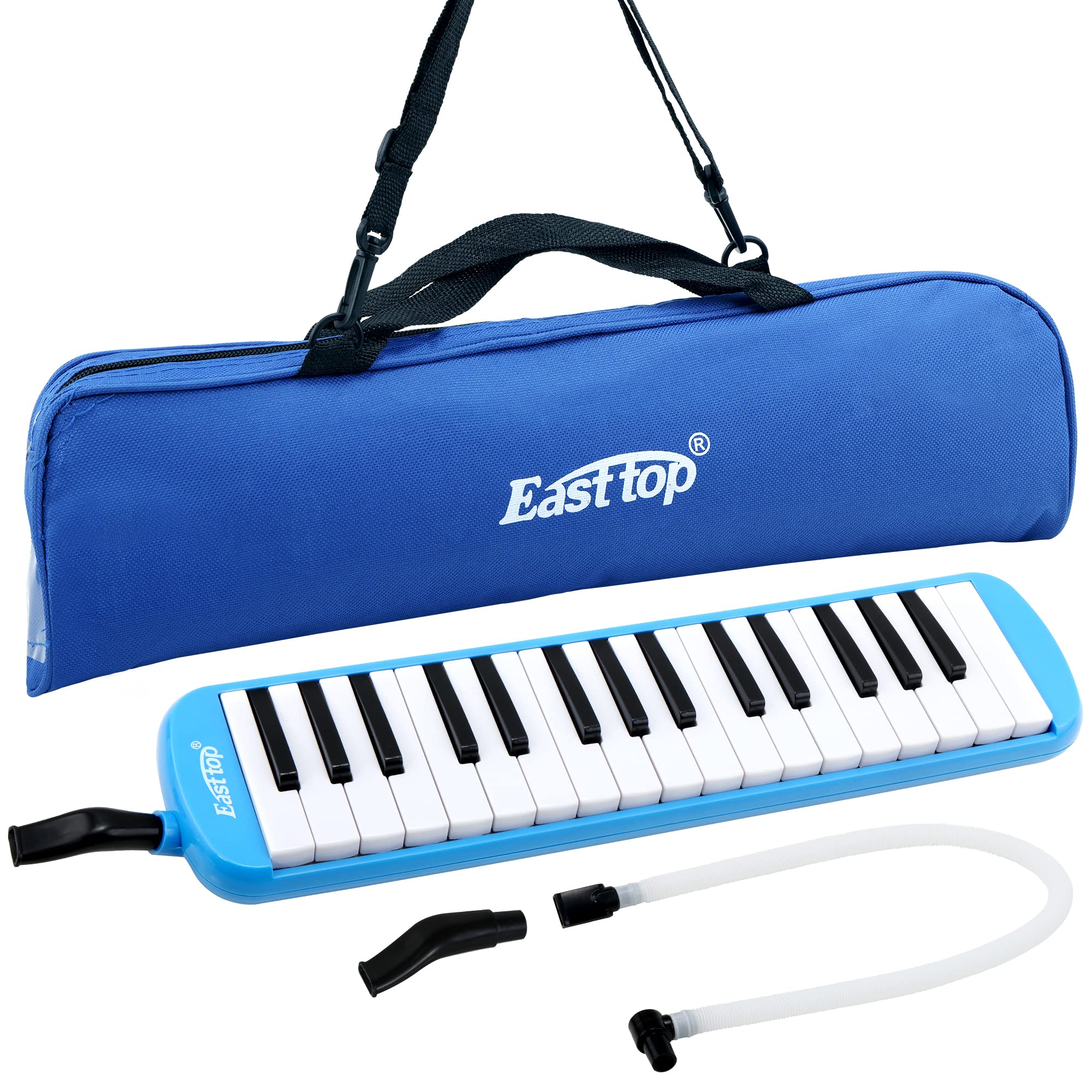 East Top 32-Key Professional Mouth Melodica Keyboard Organ - Adults, Students & Kids Gift - Blue