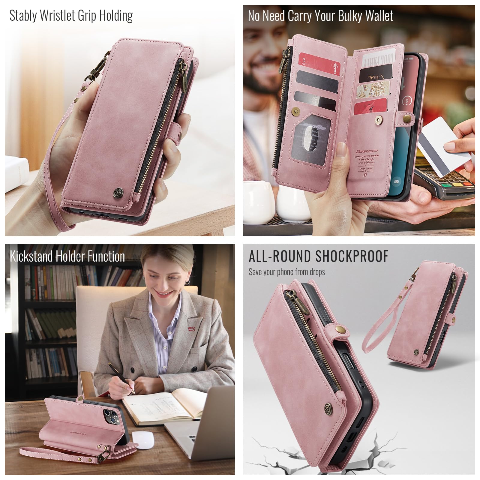 Defencase For Iphone 11 Pro Max Case, For Iphone 11 Pro Max Wallet Case For Women Men, Durable Pu Leather Magnetic Flip Strap Zi