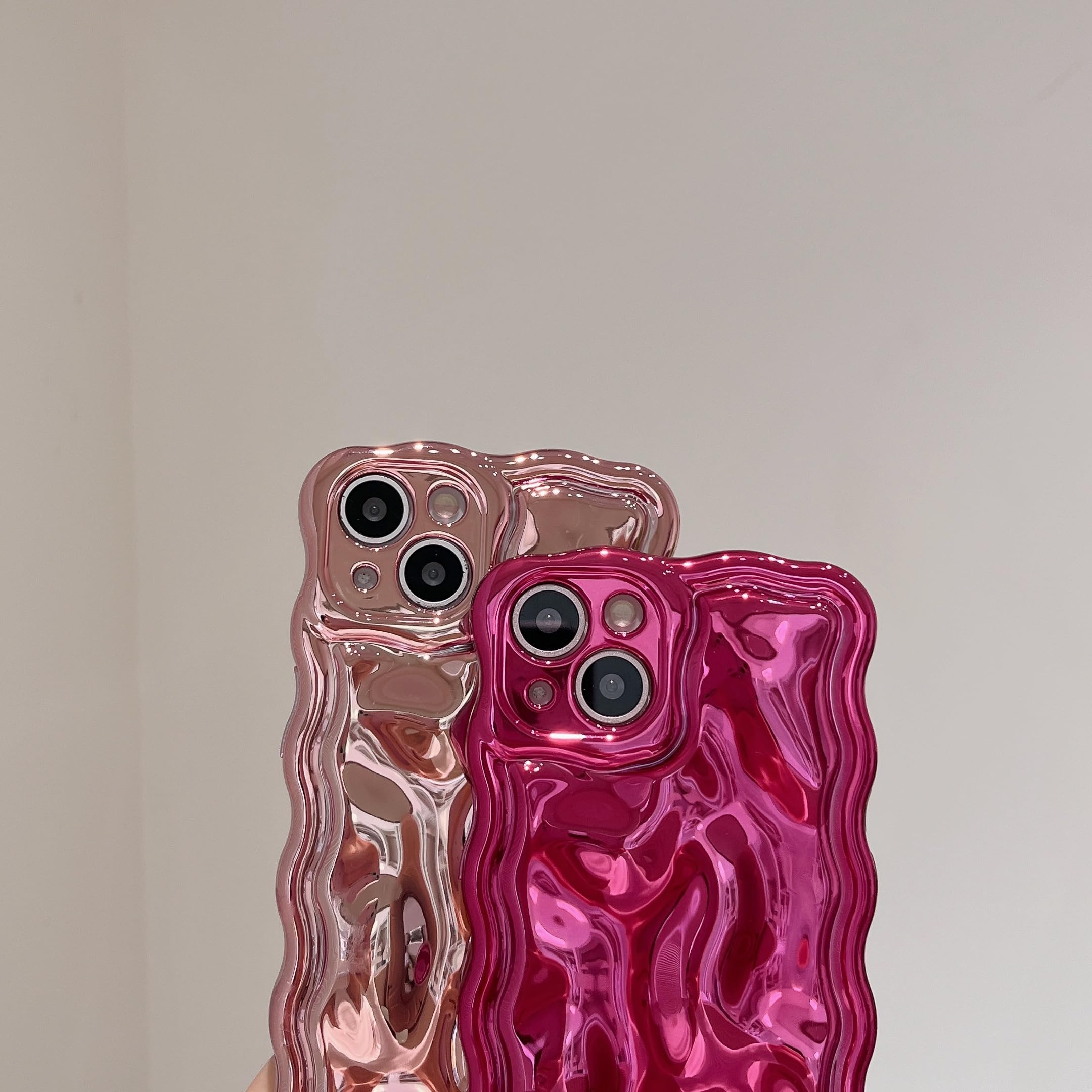 Fabspark Case For Iphone 15 Plus,3D Meteorite Bubble Pattern Electroplate Plating Glitter Curly Wavy Frame Glossy Case,Soft Tpu