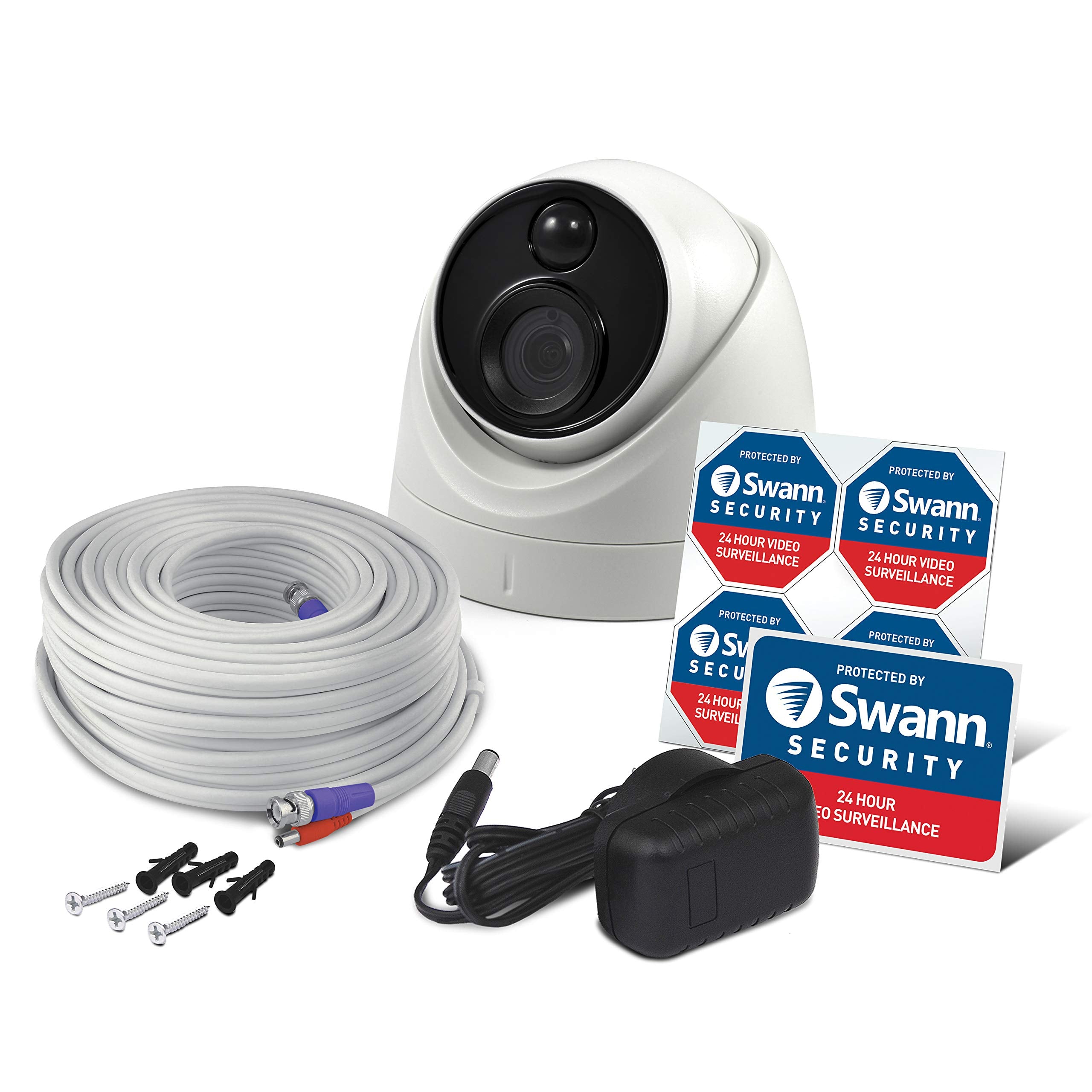 Swann Pir Dome Security Camera, 4K Ultra Hd Surveillance Cam W/Night Vision, Indoor/Outdoor, Heat & Motion Sensing, Add To Dvr,