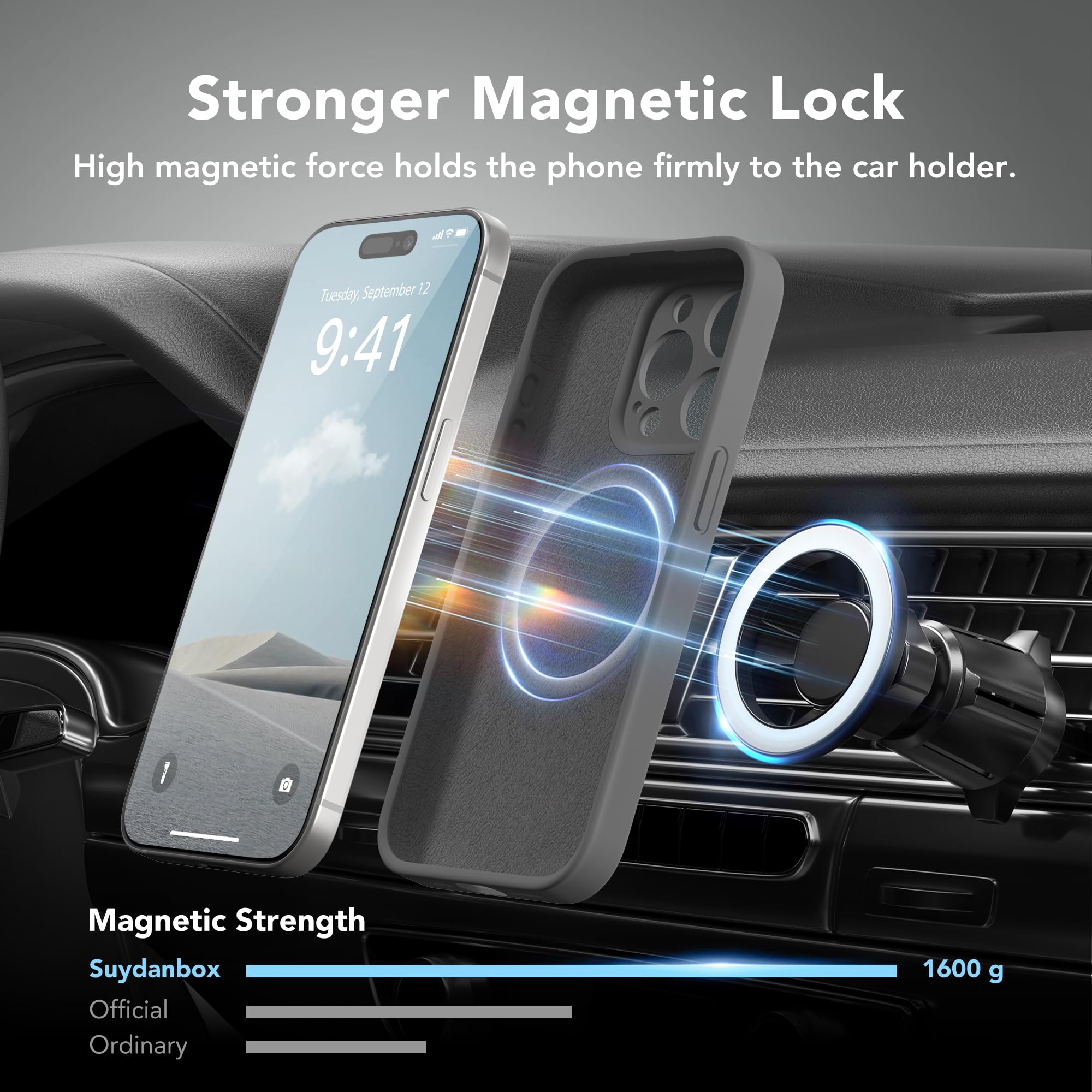 Suydanbox Magnetic For Iphone 13 Pro Case, Compatible With Magsafe, [Full Camera Protection][2 Screen Protectors] Silicone Shock