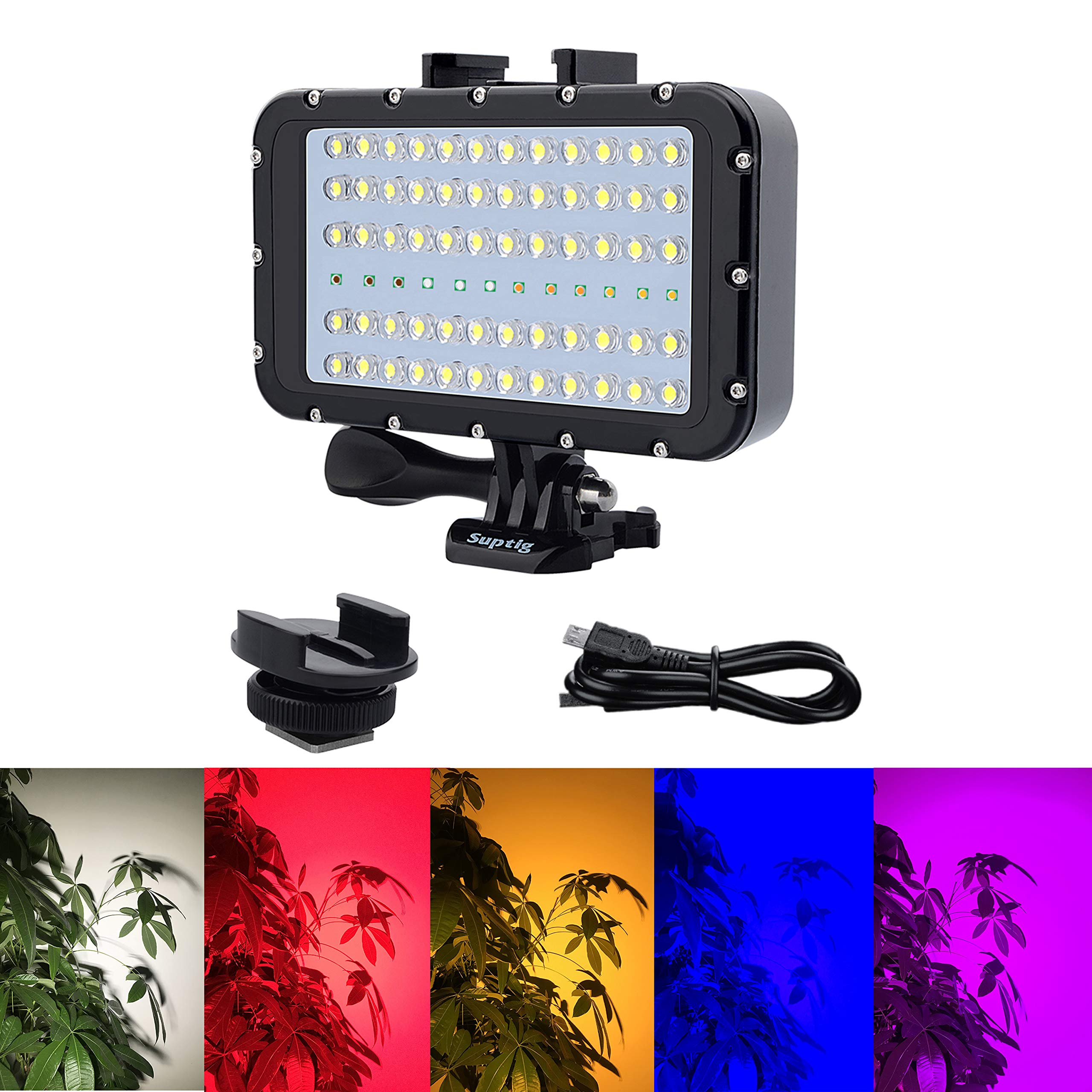 Suptig Video Lighting Dive Light Underwater Lights 72 Led Lights Compatible For Gopro Canon Nikon Pentax Panasonic Sony Samsung