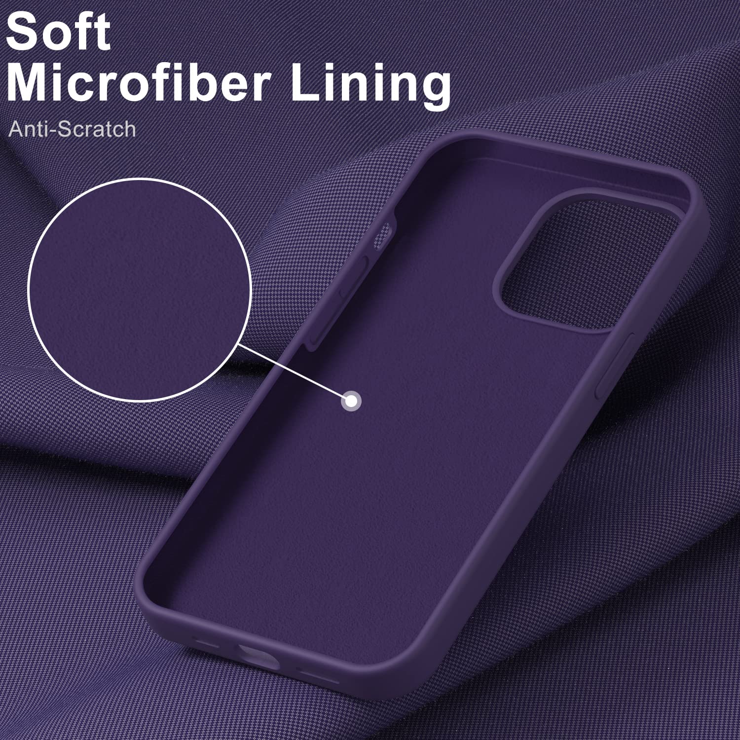 DEENAKIN iPhone 14 Pro Phone Case Slim Fit Shockproof Silicone Gel Rubber with Screen Protector Elegant Dark Purple 6.1"