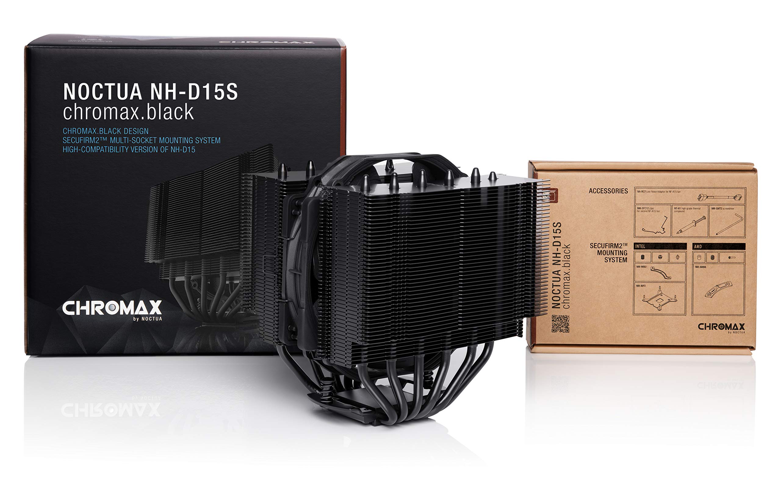 Noctua Nh D15S Chromax.Black, Premium Dual Tower Cpu Cooler With Nf A15 Pwm 140Mm Fan (Black)