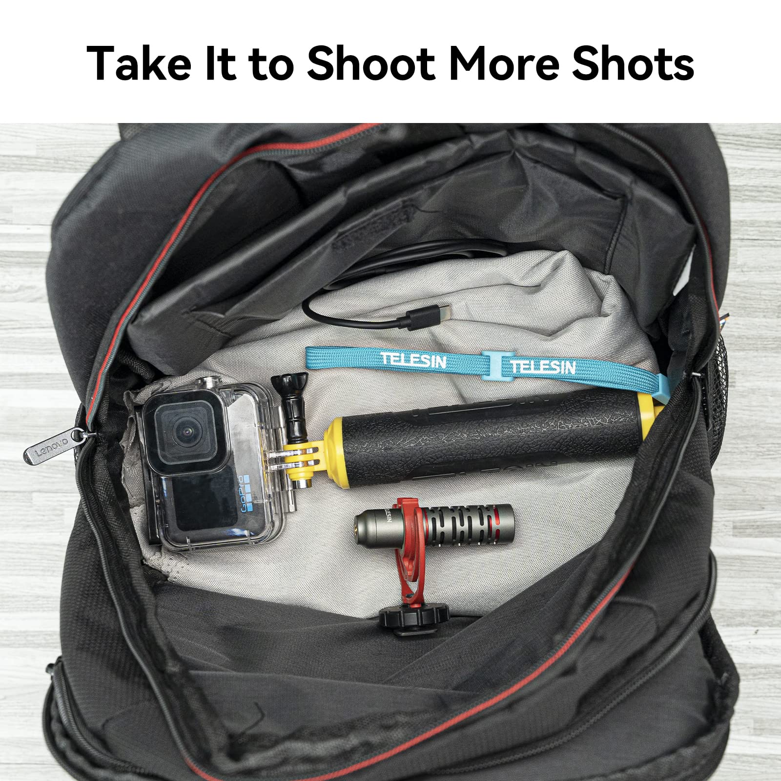 Telesin Floating Gopro Stick Floating Selfie Stick For Gopro Hero 13 12 11 10 9 8 7 6, Fusion, Max, Dji And Most Action Cameras   For Snorkeling, Surfing, Waterparks