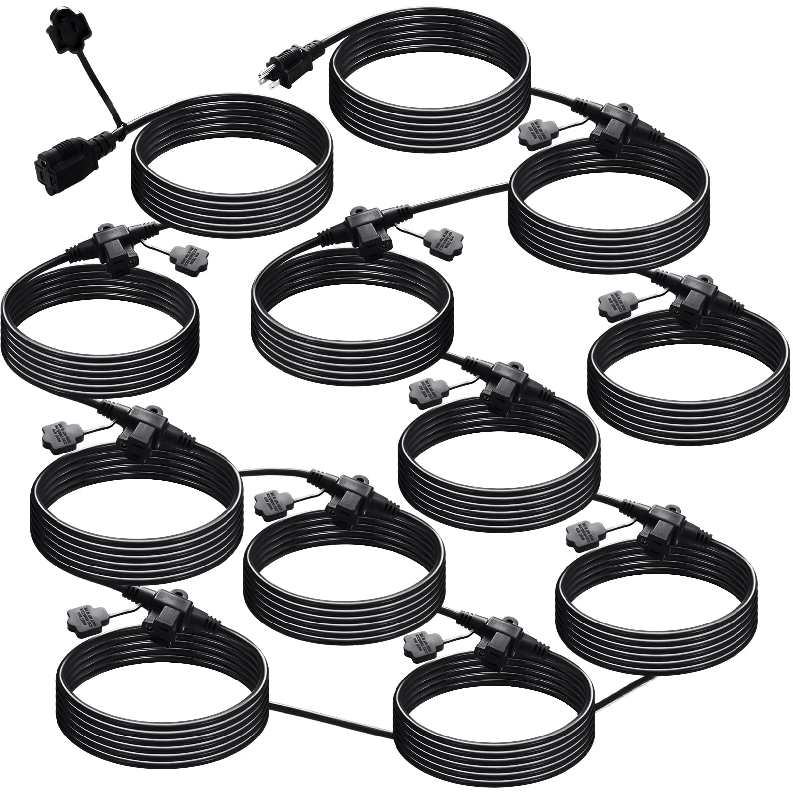 Kanayu Outdoor Extension Cord Multiple Outlets Heavy Duty Weatherproof Outlet Evenly Spaced With Waterproof Cover For Decor Hall