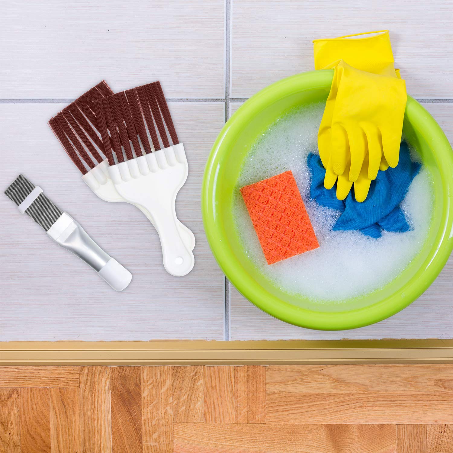 Boao 3 Pieces Air Conditioner Condenser Fin Cleaning Brush Stainless Steel Coil Cleaner Fin Comb Refrigerator Coil Cleaning Whis