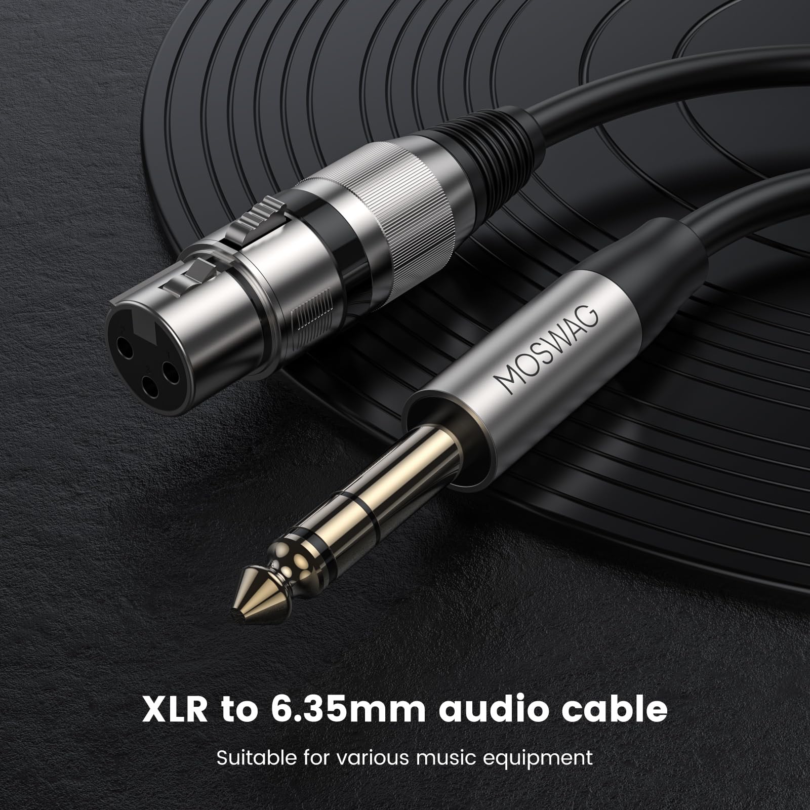 Moswag Xlr Female To 1/4 Trs Cable 6.35Mm Trs Jack 3M/10Ft Microphone Cable For Power Amplifier, Audio Sound Consoles, Mixer, So