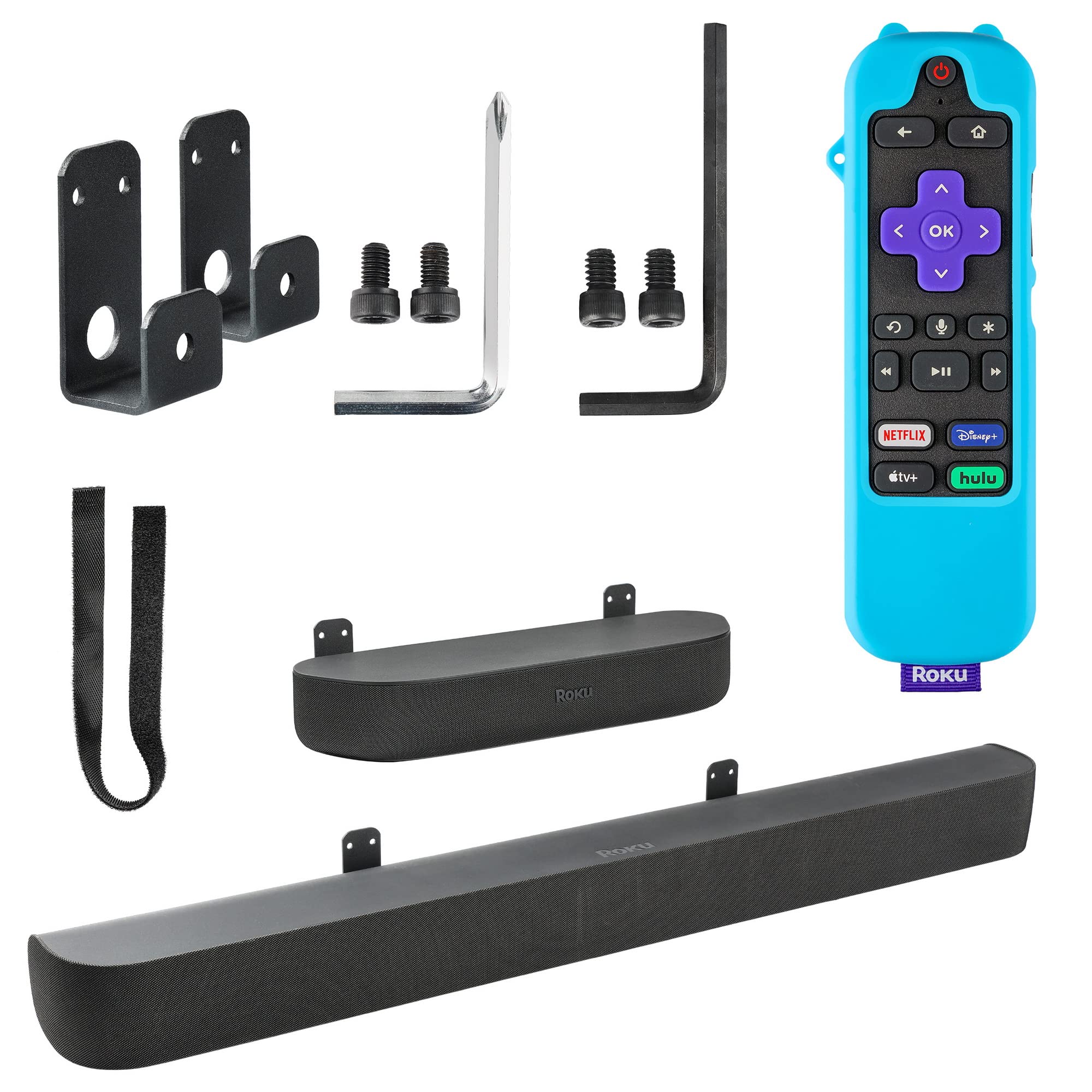 Wabracket Wall Mount Bracket for Roku Streambar,Roku Smart Soundbar, Sturdy Soundbar Holder for Roku, with Silicone Remote Cover