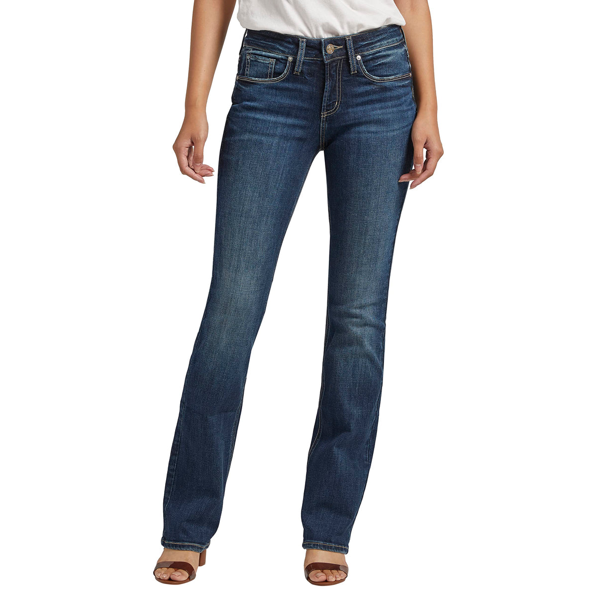 Silver Jeans Co Womens Suki Mid Rise Slim Bootcut Jeans, Med Wash Ekc385