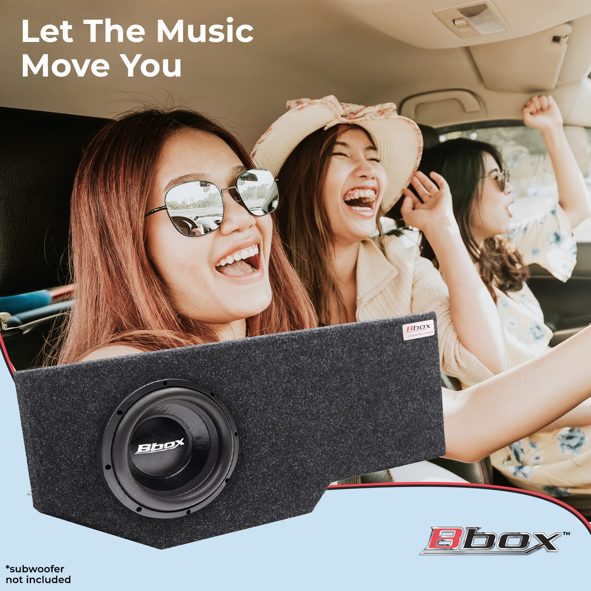 Atrend Bbox Single 12 Inch Subwoofer Sealed Enclosure - Fits 2002 - 2018 Dodge Ram Quad Cab - Carpeted Car Subwoofer Boxes & Enc