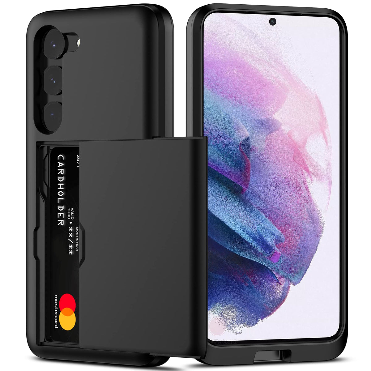 Nvollnoe For Samsung S23 Case With Card Holder 5G 6.1 Inch Slim Dual Layer Heavy Duty Protective Galaxy S23 Case Hidden Card Slo