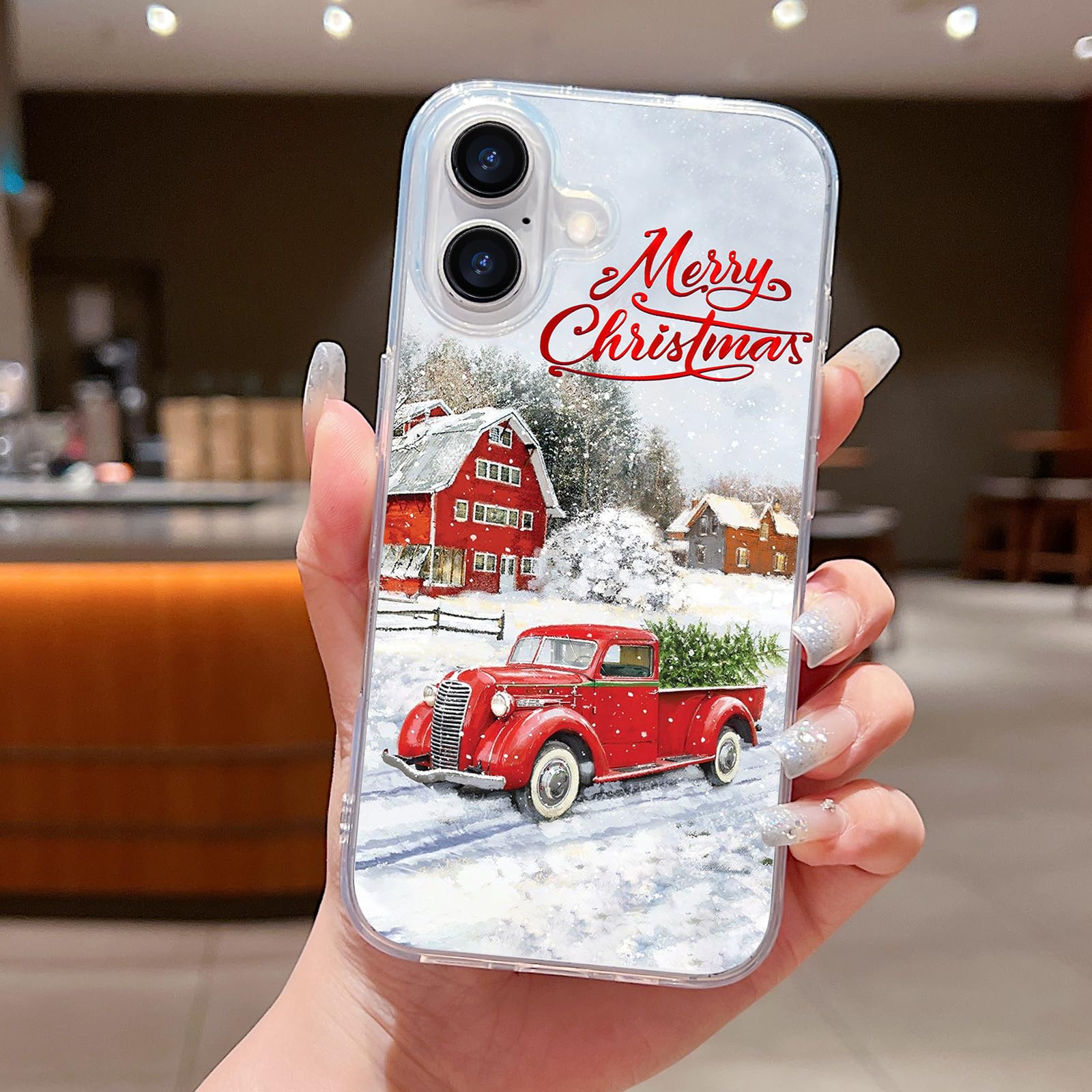 Lchulle Compatible With Iphone 16 Plus Christmas Case Xmas Santa Holiday Transparent Clear Design Women Men Kids Soft Tpu Silico