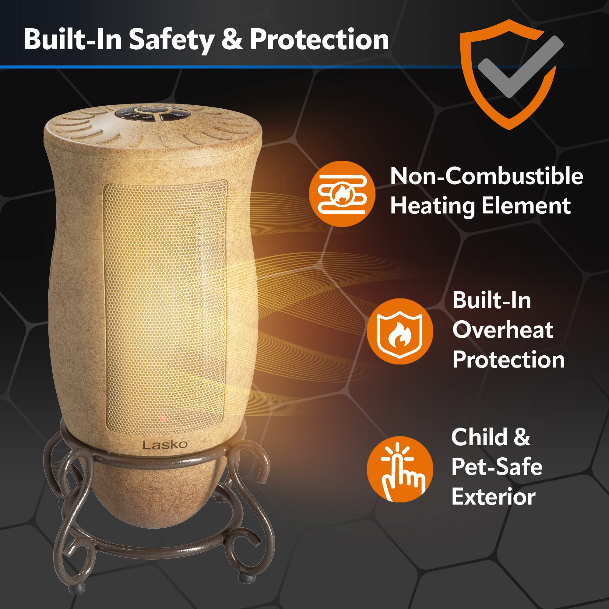 Lasko 6405 Space Heater, Designer Oscillating, Gold