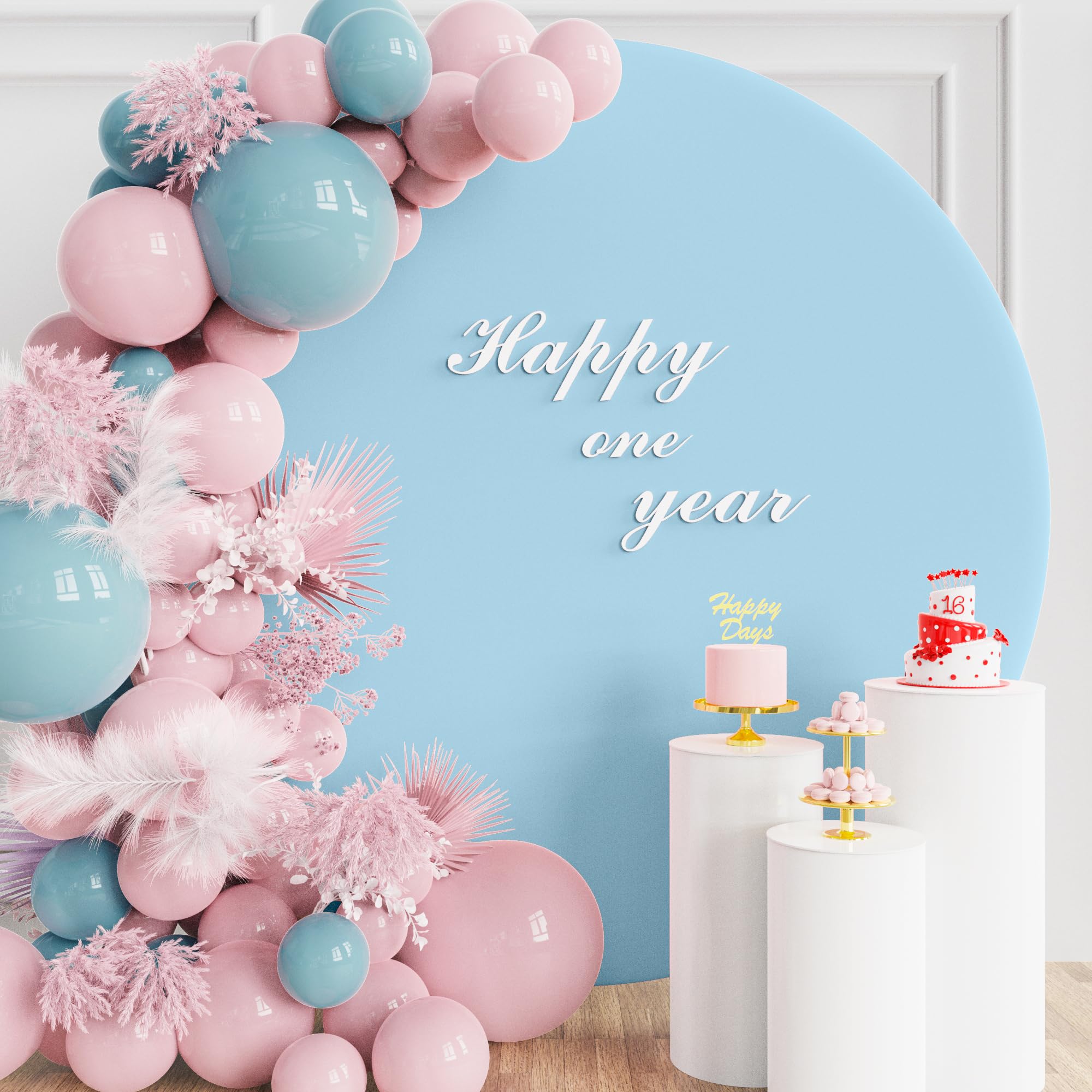 Wokceer 6Ft Round Backdrop Cover Round Arch Covers With Buckles Polyster Dusty Blue Circle Balloon Arch Cover For Wedding Birthd