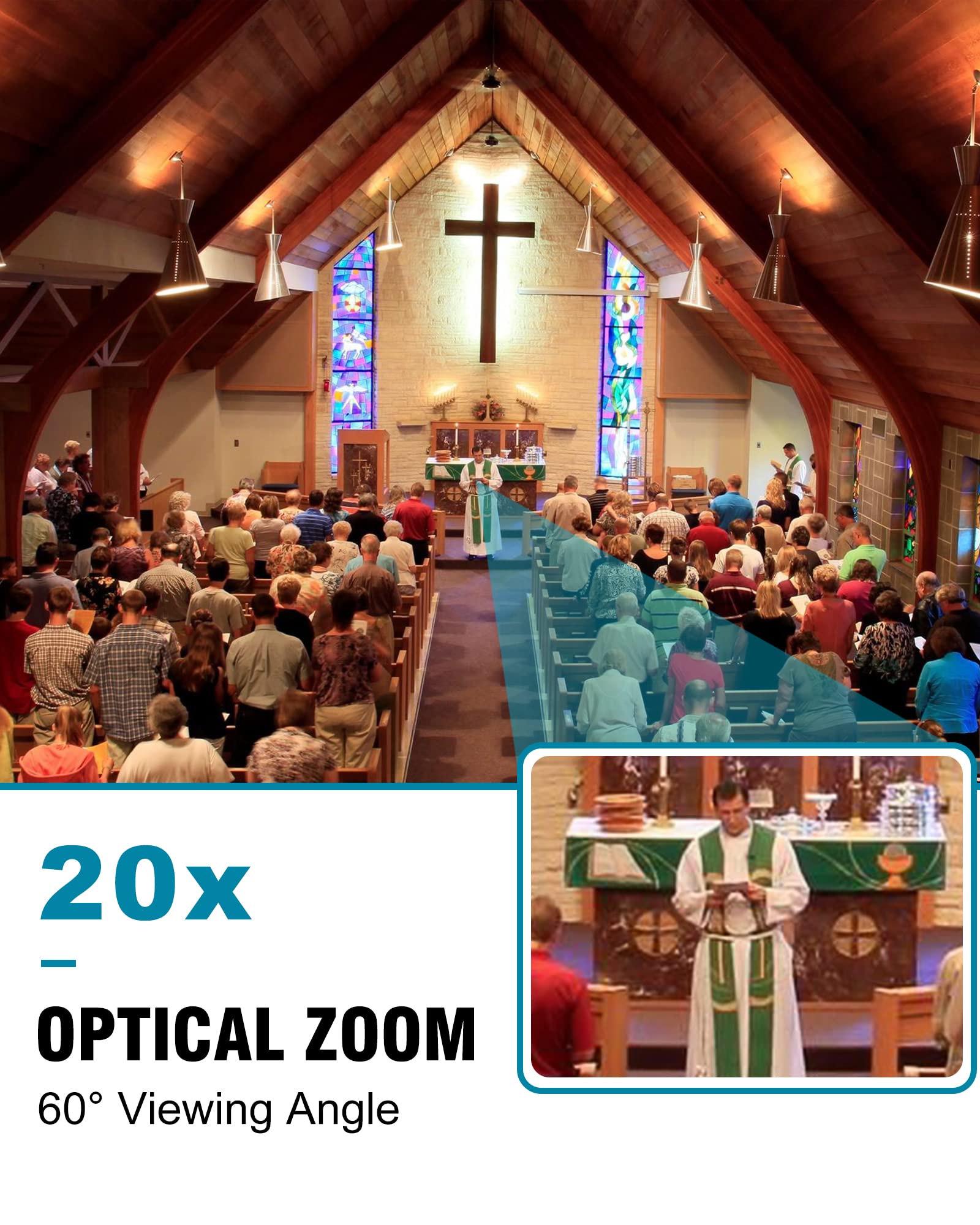 Fomako 4K Ndi Camera 60Fps 20X Optical Zoom, Ai Auto Tracking Ndi Ptz Camera, Usb3.0 3G Sdi Hdmi 4K Ptz Camera For Church Worshi