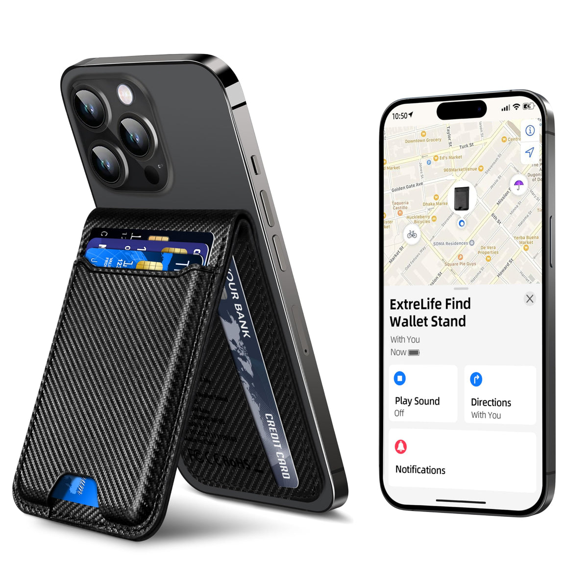 For Magsafe Wallet, Works With Apple Find My, Magnetic Wallet For Iphone 16/15/14/13/12, For Iphone Wallet With Adjustable Stand