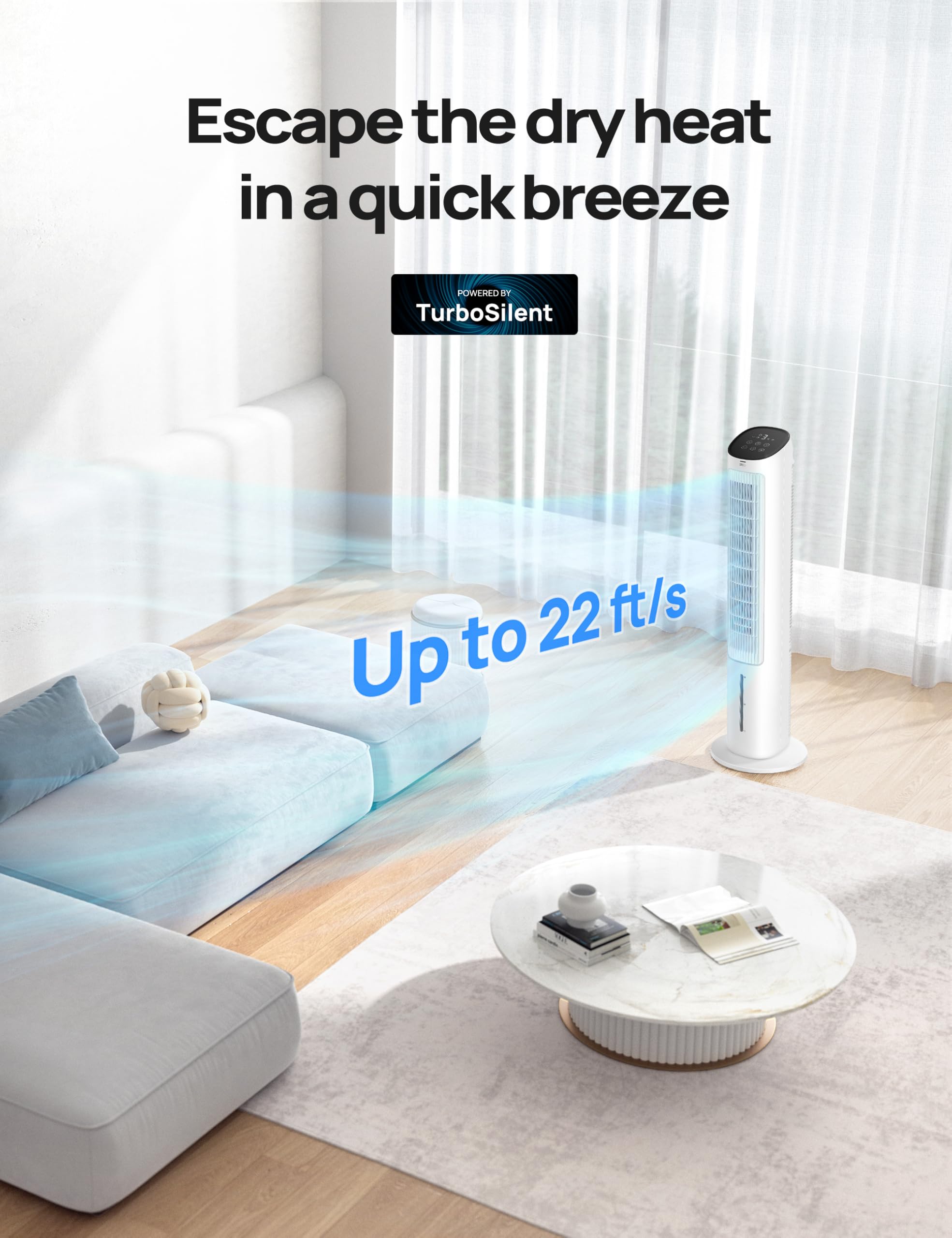 Dreo Evaporative Air Swamp Cooler, 40    Standing Fans That Blow Cold Air, 80 Oscillating Bladeless Cooling Fan For Bedroom, Rem