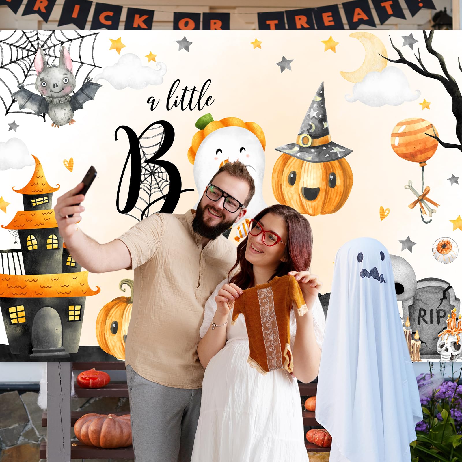 Avezano Halloween Baby Shower Backdrop A Little Boo Is Almost Due Baby Shower Banner Decorations Cute Ghost Halloween Boo Newbor