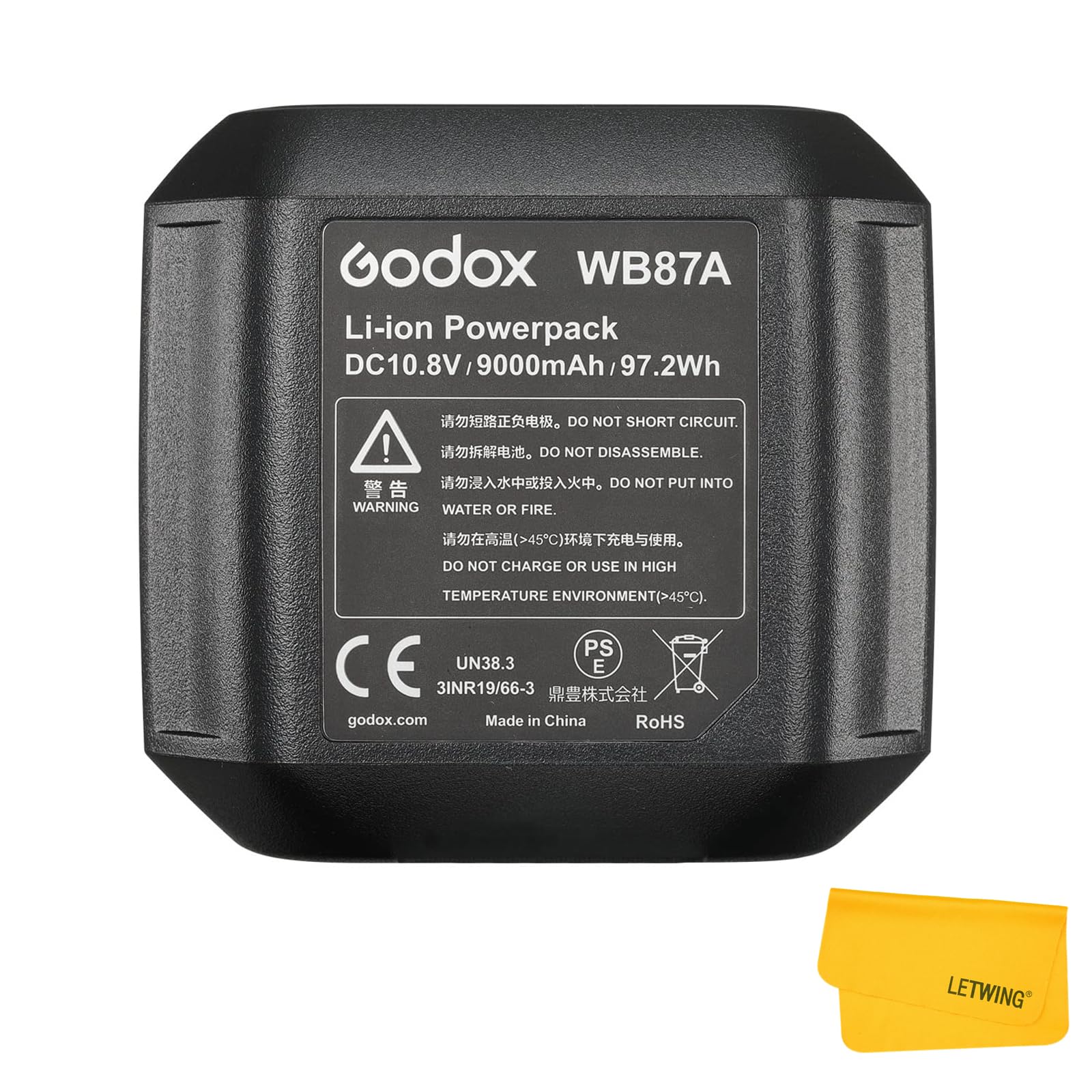 Godox Wb87A Wb87B Lithium Battery Pack Suitable Ad600Bm Ad600B Ad600 Ad600M Strobe Flash, Dc 10.8V/9000Mah Replacement Li Ion Ba
