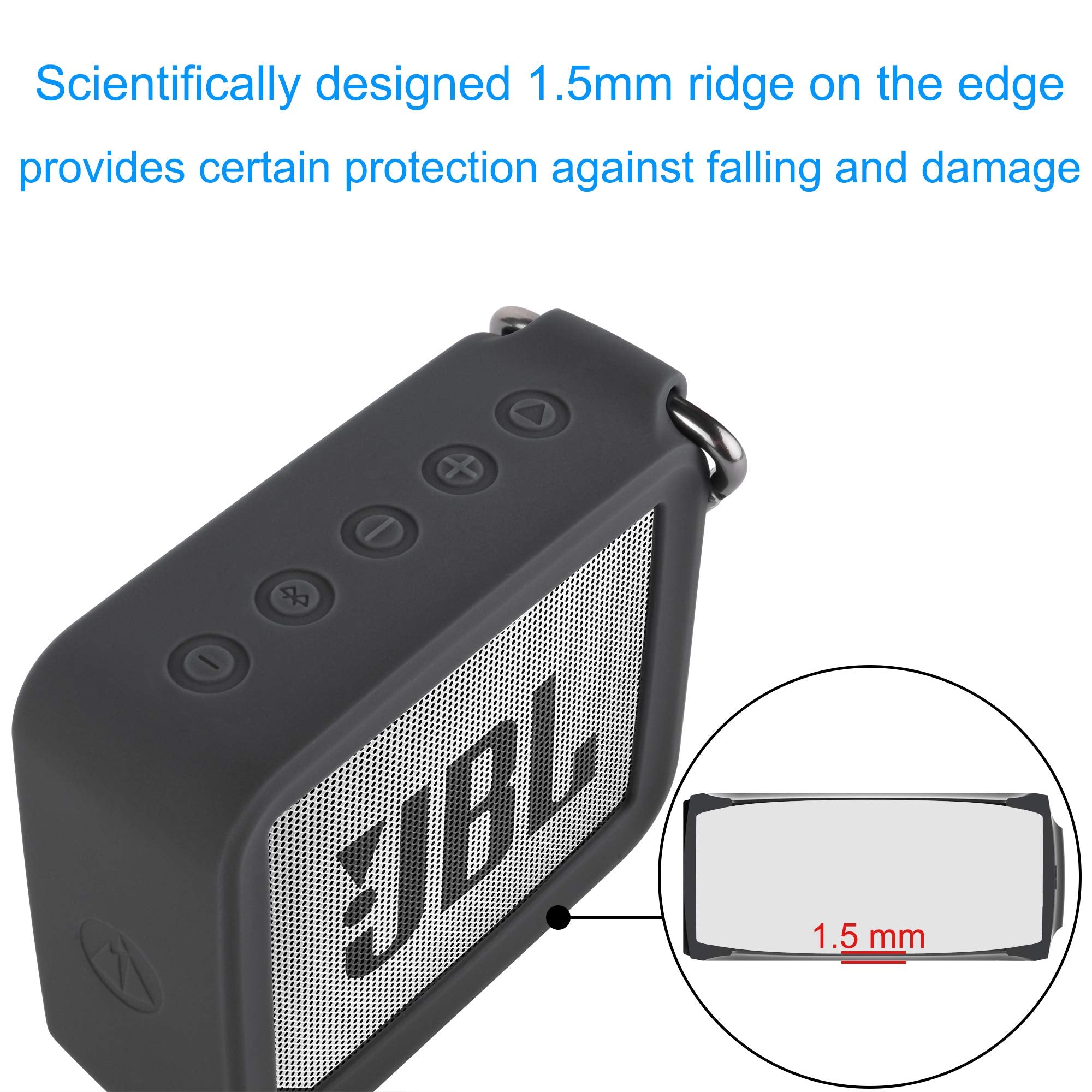 Txesign Travel Protective Silicone Stand Up Carrying Case Compatible With Jbl Go 2 Portable Bluetooth Waterproof Speaker (Black)