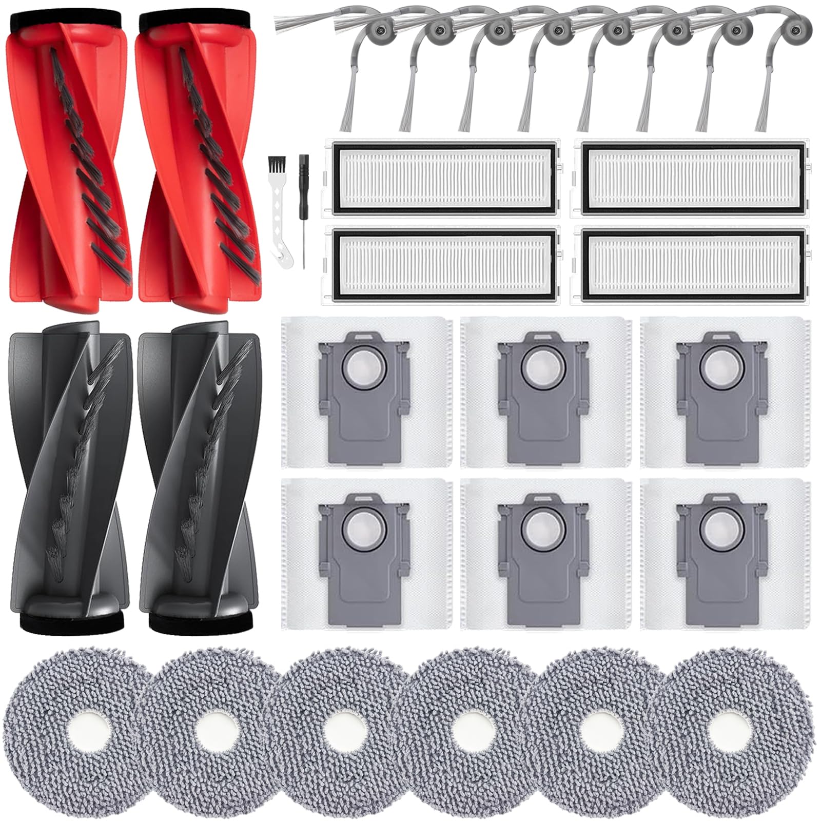 Qrevo S5V Replacement Accessories for Roborock Qrevo S5V/Curv/Curv S5X/Qrevo Edge/Edge S5A Robot Vacuum Cleaner, 2 Pairs Main br