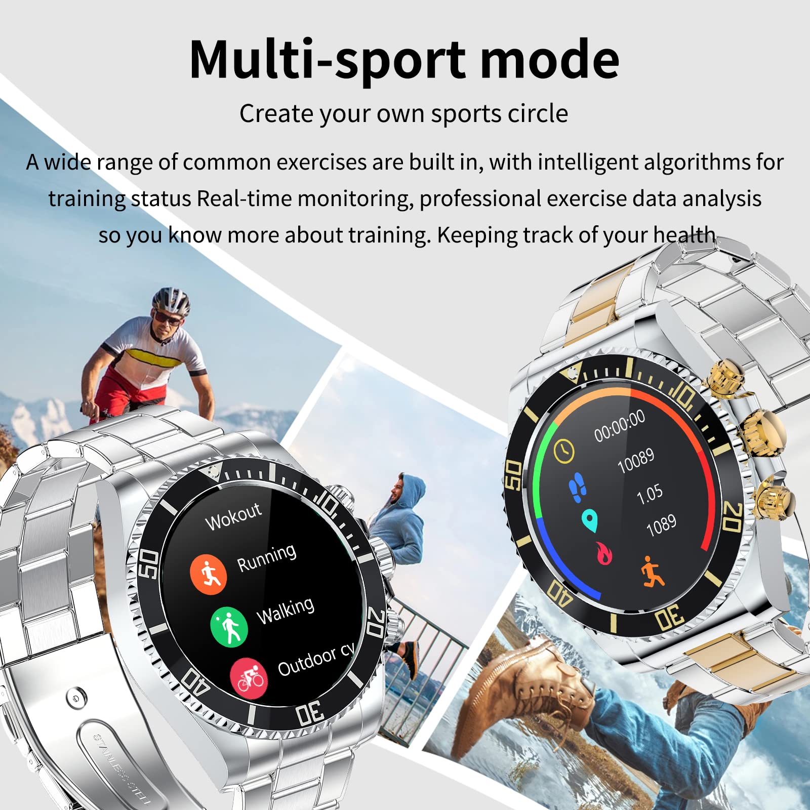 Smart Watch For Android Phones Answer Make Calls Sms Reminder Smartwatch Compatible Iphone Bluetooth Stainless Steel Fitness Wat