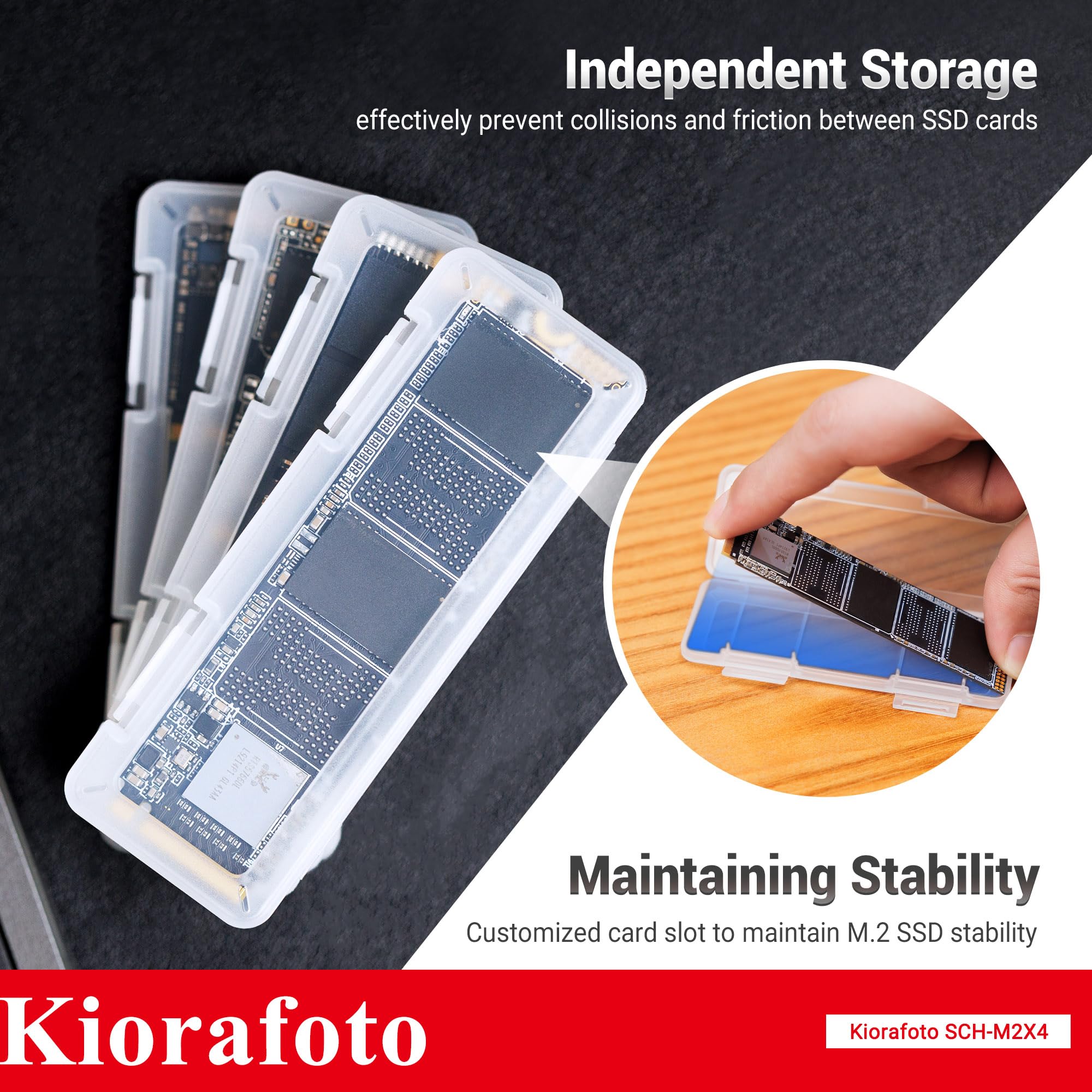 4 Pack Clear Plastic M.2 2280 2260 2242 2230 Ssd Case, Portable M.2 Nvme Ssd Case Protective Box M.2 2280 Holder Storage With La