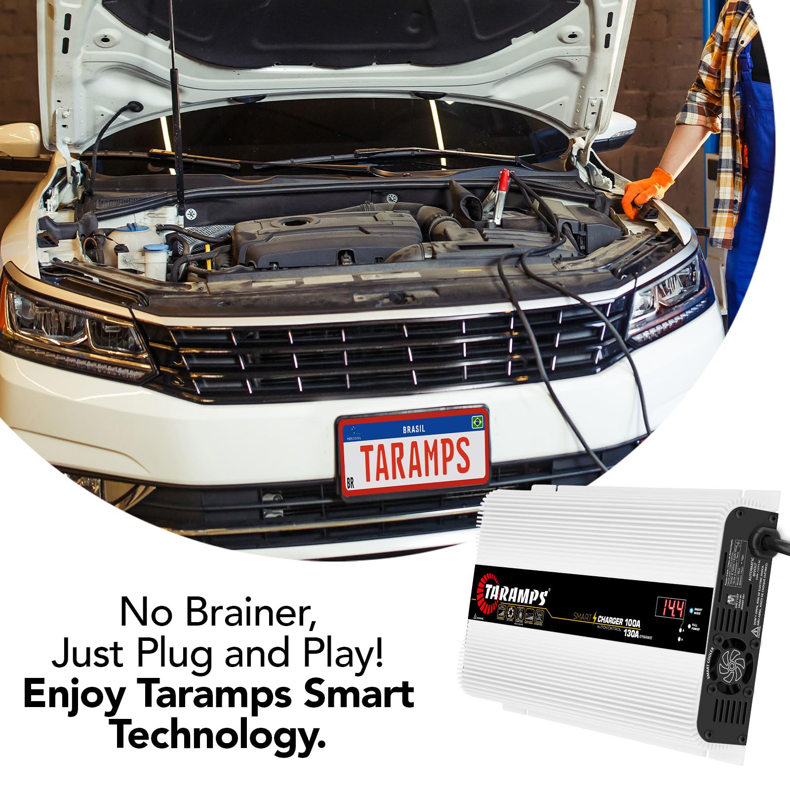 Taramps Smart Charger 130A - 1850W Car Audio Power Supply, Bivolt Automatic 127/220VAC, Dynamic Mode, White