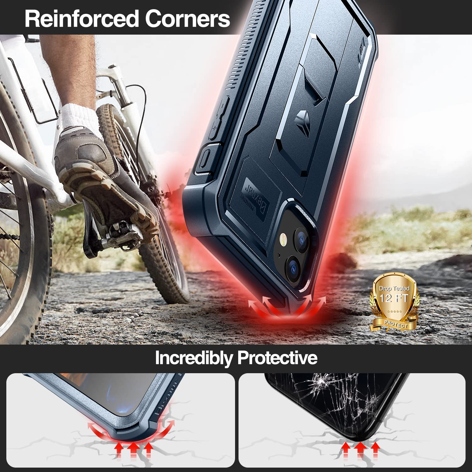 Dexnor For Iphone 11 Case, [Built In Screen Protector And Kickstand] Heavy Duty Military Grade Protection Shockproof Protective