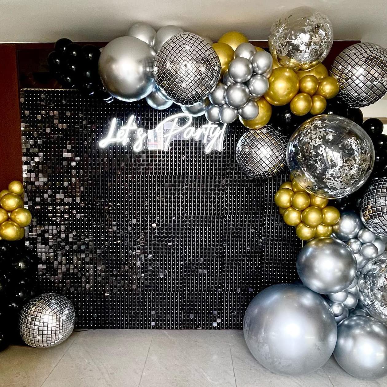 Shimmer Wall Panel Sequin Wall Backdrop Halloween Backdrop Black Backdrop 24 Packs Glitter Bling Background For Bachelorette Par