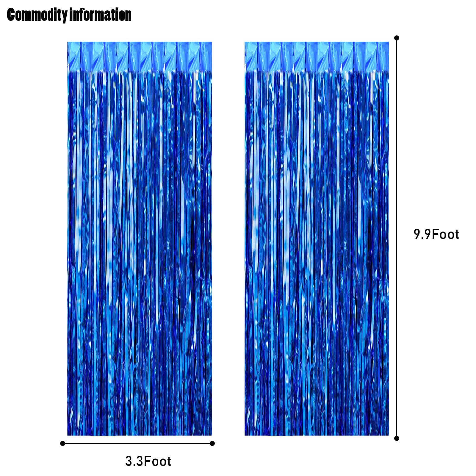 Canrevel 2 Pack 3.3X8.2 Feet Dark Blue Foil Fringe Backdrop Curtains, Tinsel Streamers For Ocean Birthday Party Decorations, Gra