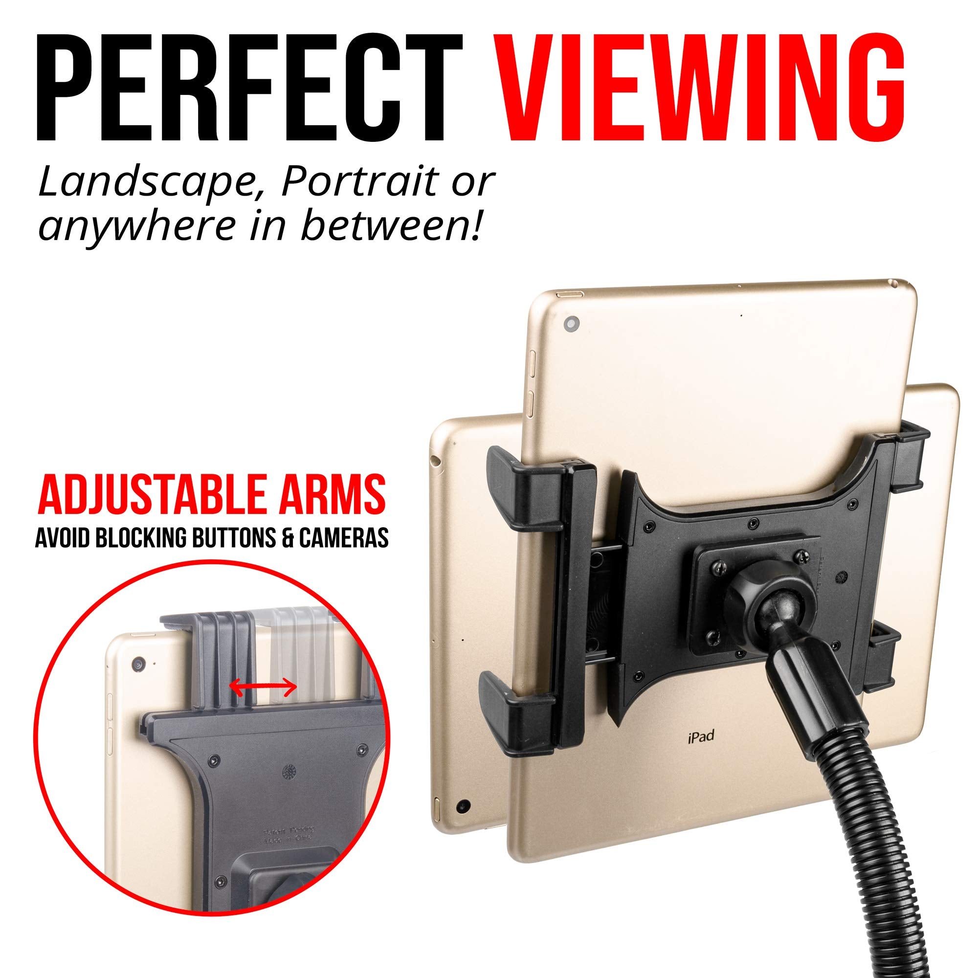 Tackform Tablet Mount For Car And Truck [Eld Mount] Industrial 22 Inch Aluminum Rod Gooseneck Seat Rail Holder For Taxi, Van, Ve