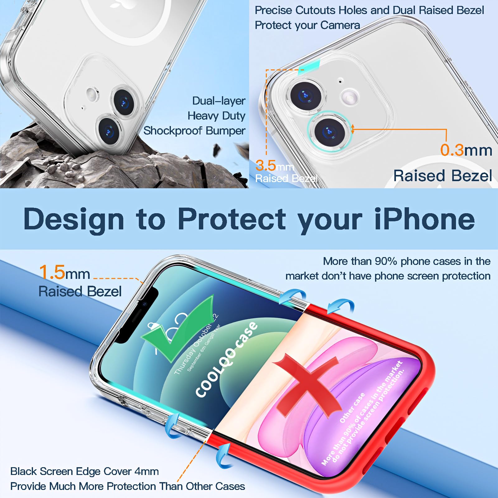 Coolqo Magnetic For Iphone 12 Mini Case [Compatible With Magsafe], With Tempered Glass Screen Protector, Military Grade Protecti