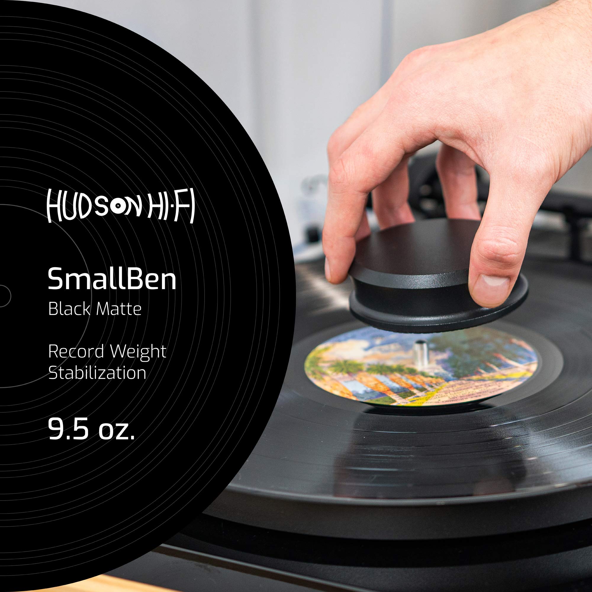 Hudson Hi Fi Smallben Record Weight Stabilizer With Protective Leather Pad   9 Ounce Vinyl Turntable Weight   Durable & Stylish