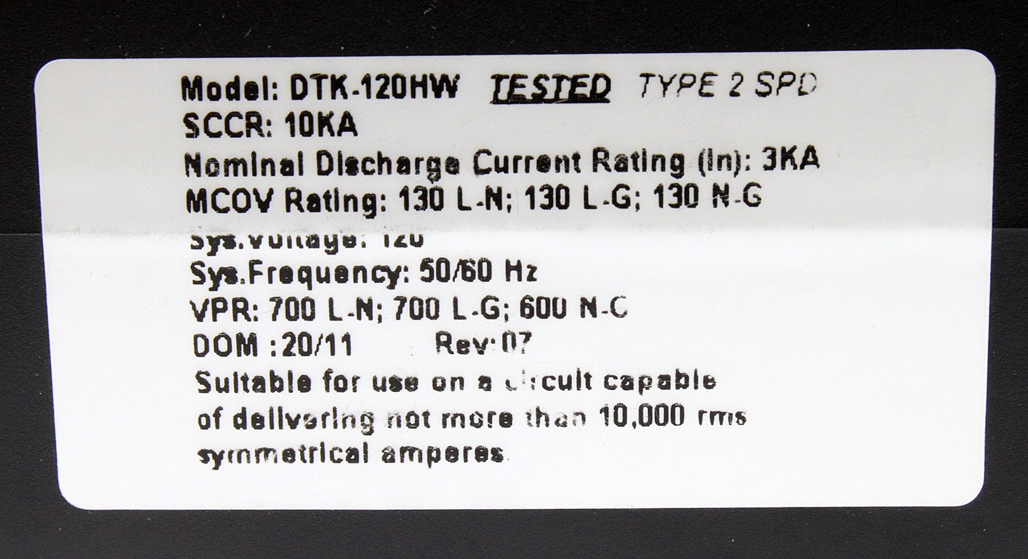 Ditek 120Hw 120V Ac Parallel Power Surge Protector