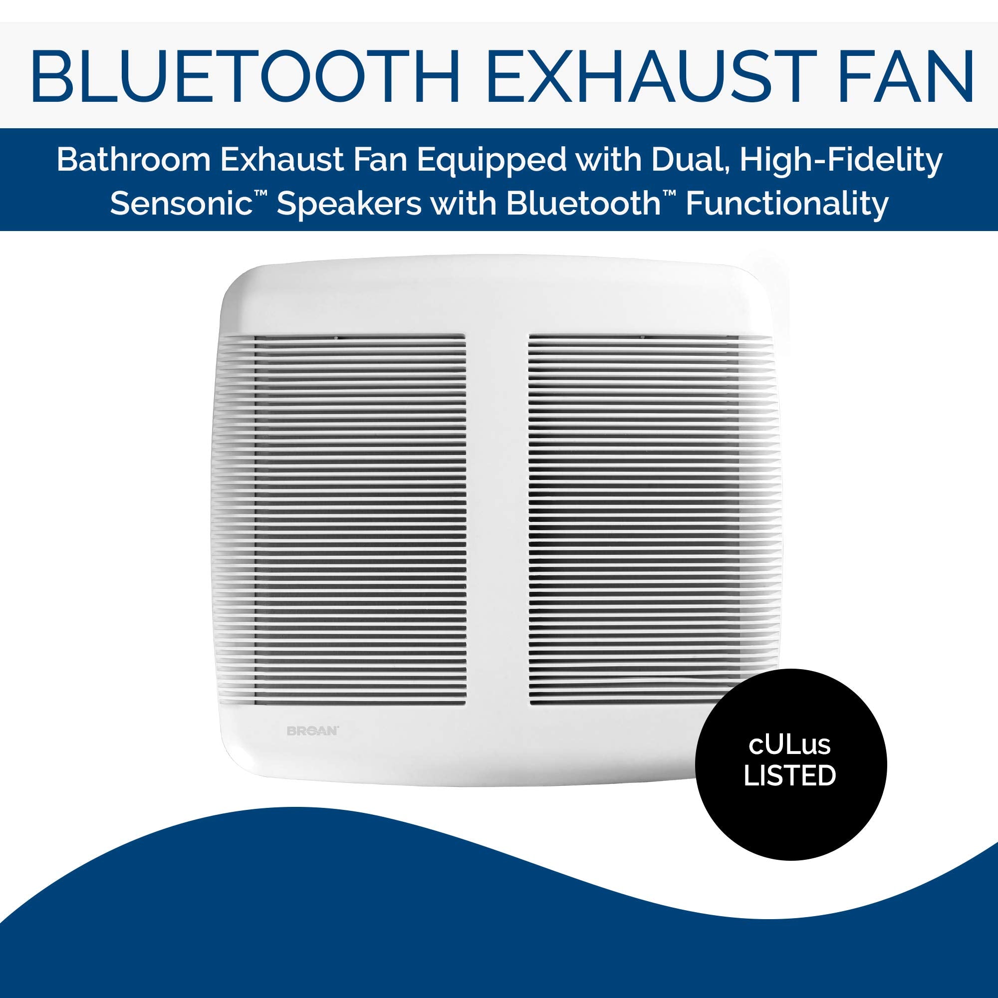 Broan Nutone Spk110 Bluetooth Speaker Ventilation Fan, Energy Star Certified, 110 Cfm, 1.0 Sones, White