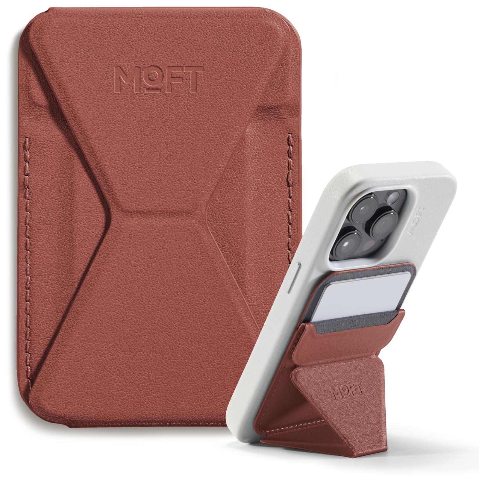 Moft Magsafe Wallet Stand Compatible With Iphone 16/15/14/13/12 Series, Angle Adjustment & Movas Phone Stand (Sienna Brown)