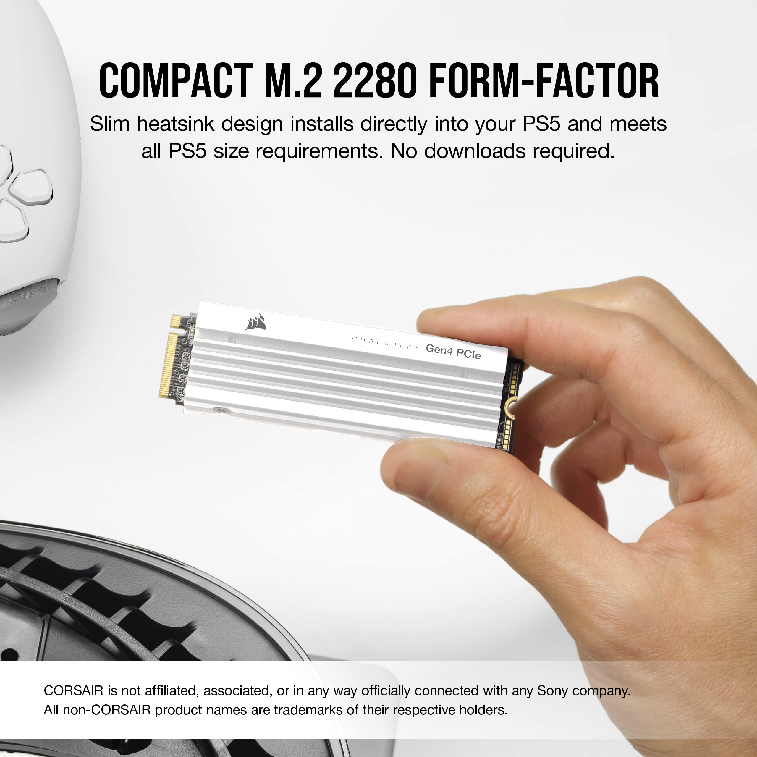 Corsair Mp600 Pro Lpx 4Tb M.2 Nvme Pcie X4 Gen4 Ssd - Optimised For Ps5 (Up To 7,100Mb/Sec Sequential Read & 6,800Mb/Sec Sequent