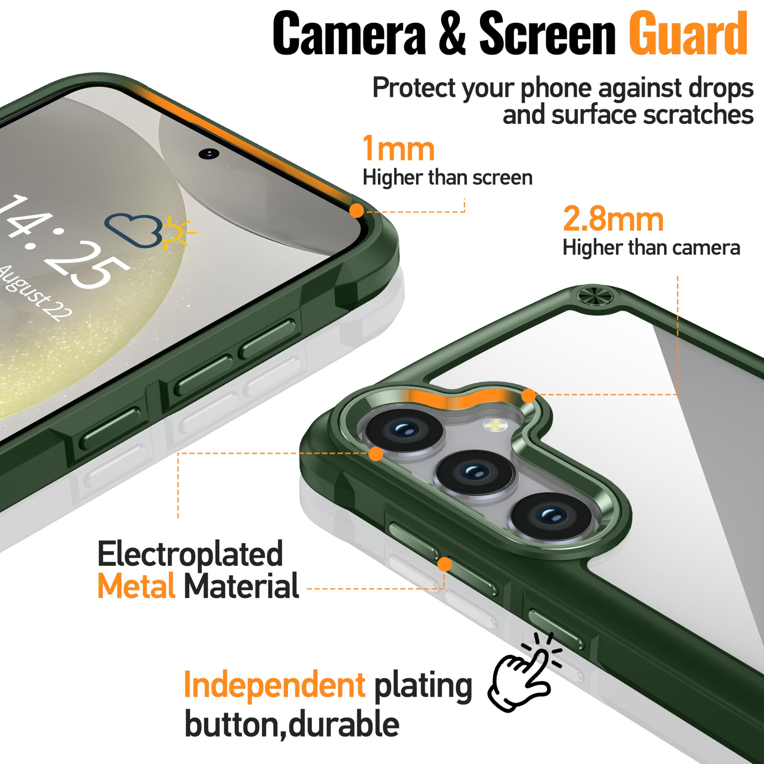 Oterkin For Samsung Galaxy S24 Plus Case Clear, [20X Anti-Yellowing] S24 Plus Case With [Built-In 4 Airbags][10Ft Military Grade