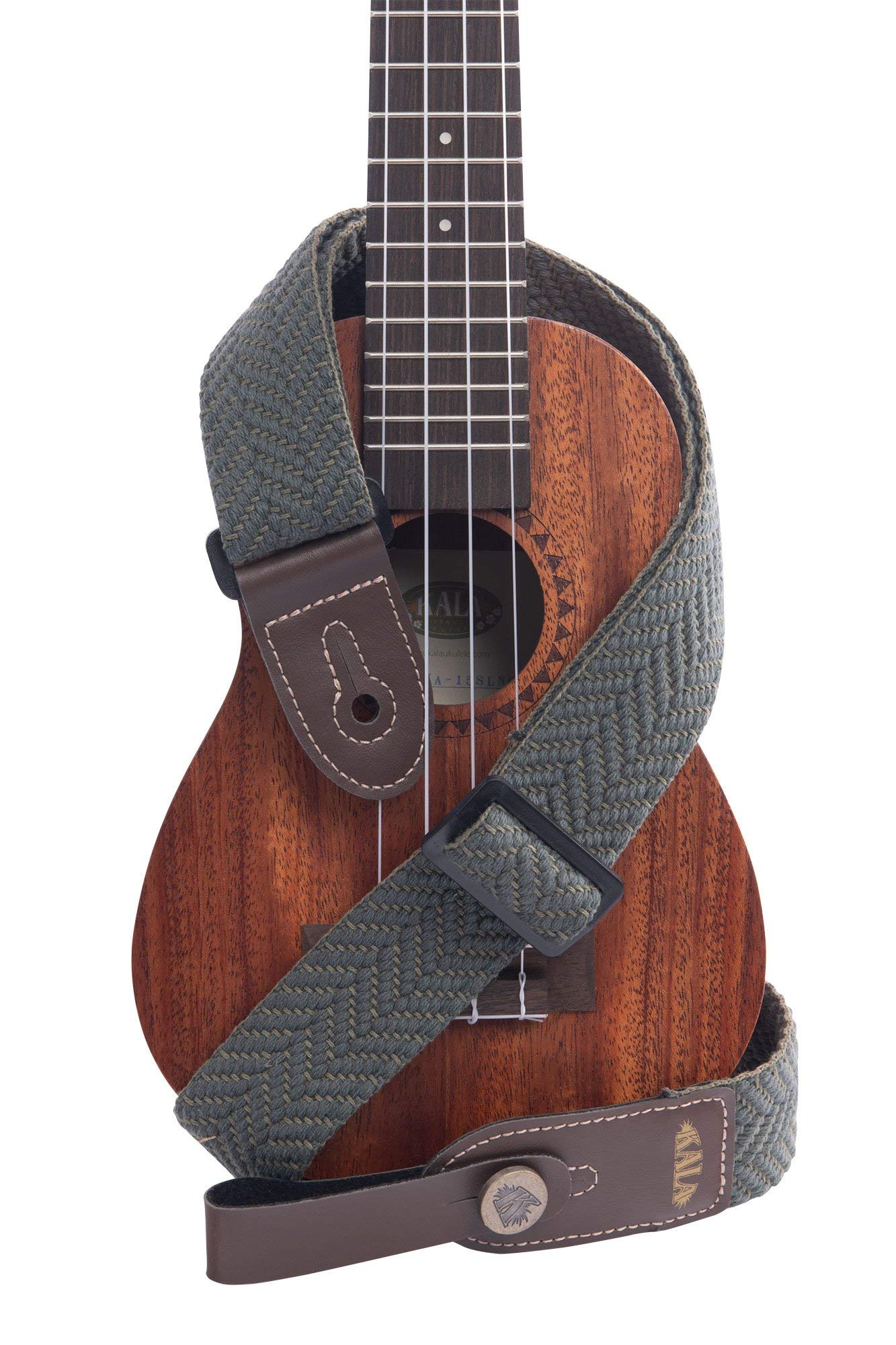 Kala Olive Herringbone Handmade Ukulele Strap, Adjustable 31 55'' Strap, Handmade In Brazil, Durable Two Tone Olive Green Herrin