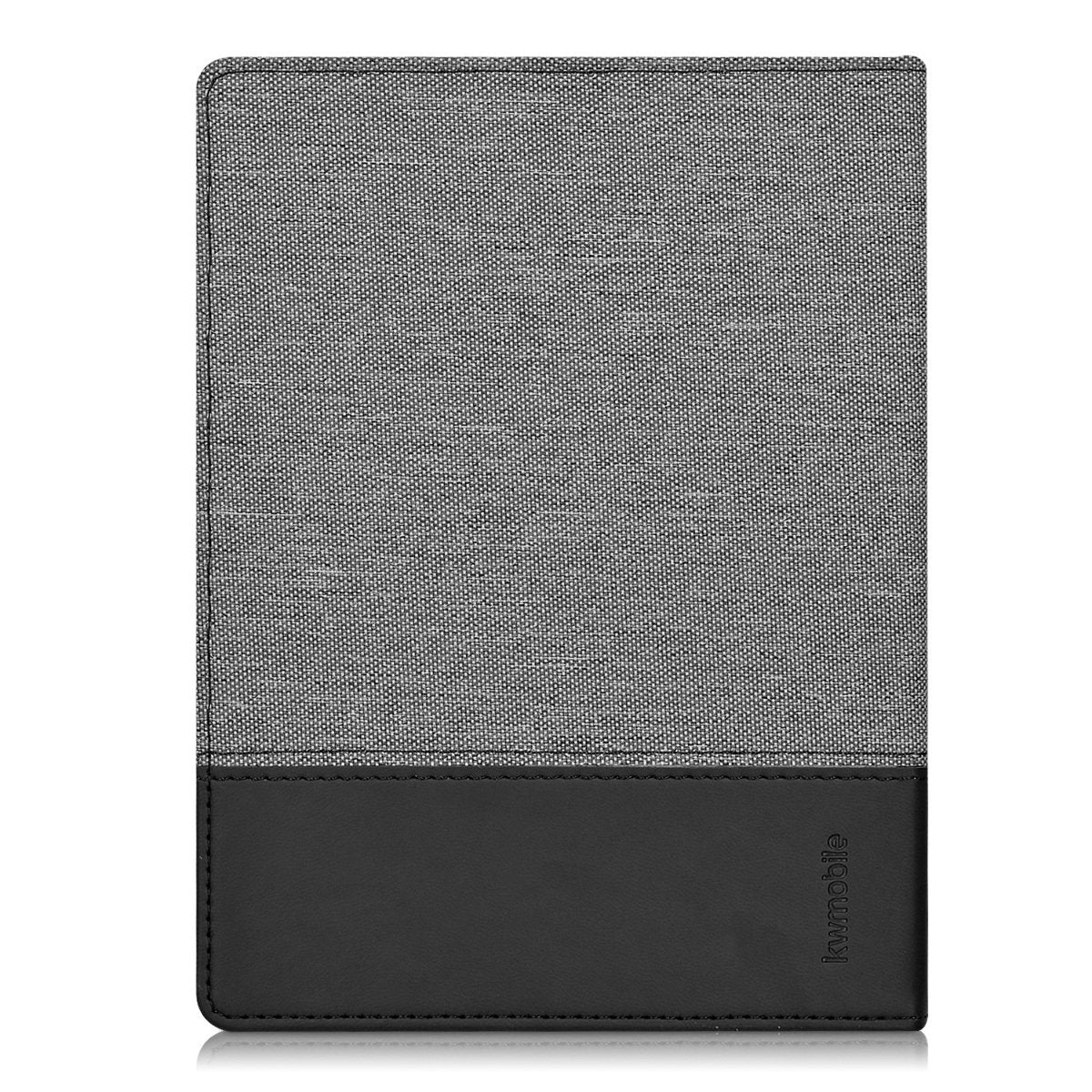 Kwmobile Case Compatible With Kobo Aura H2O Edition 1 - Pu Leather And Canvas E-Reader Cover - Dark Grey/Black